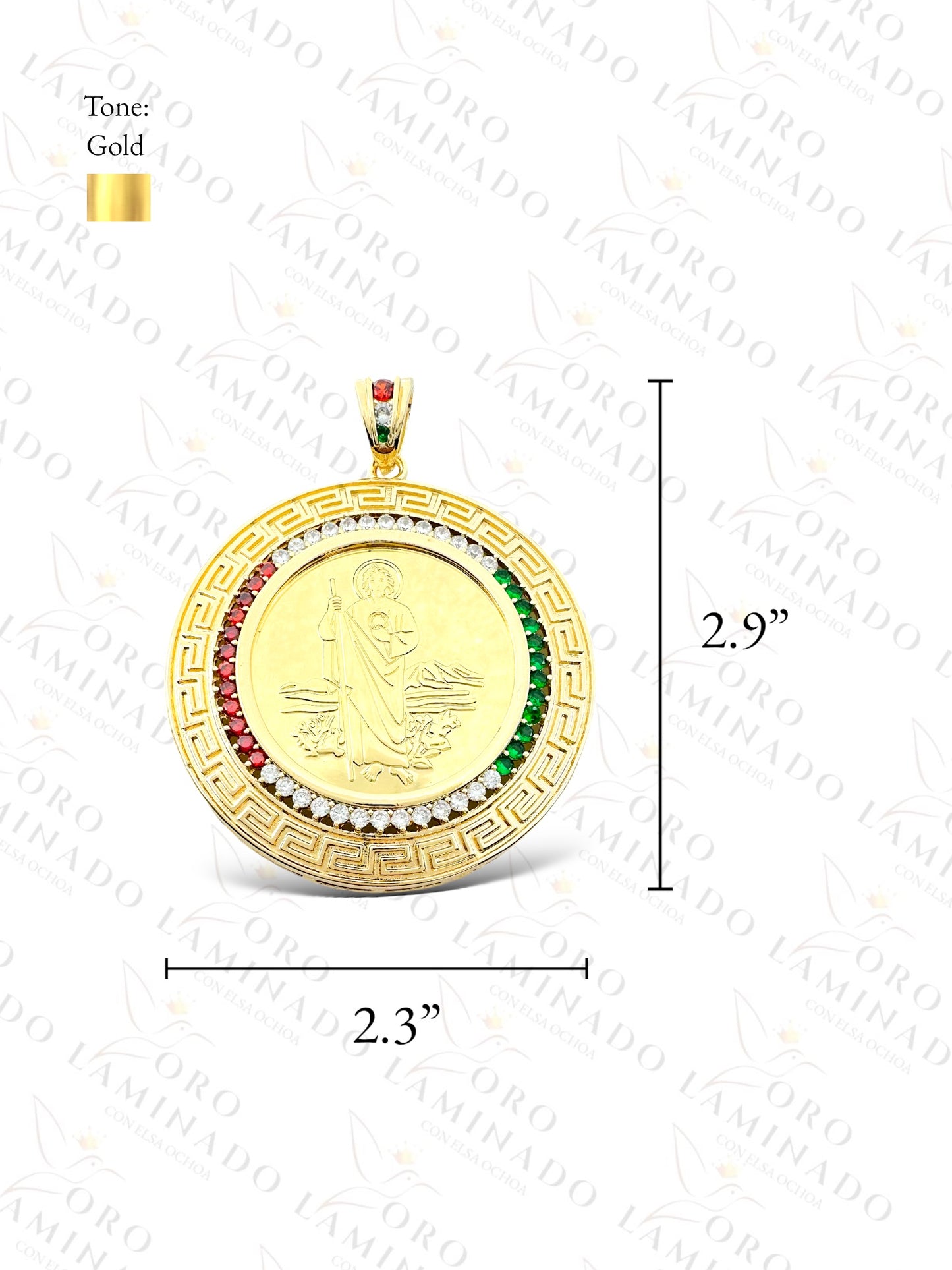 Gold Filled Multi-Color Centenary San Judas Pendant R49