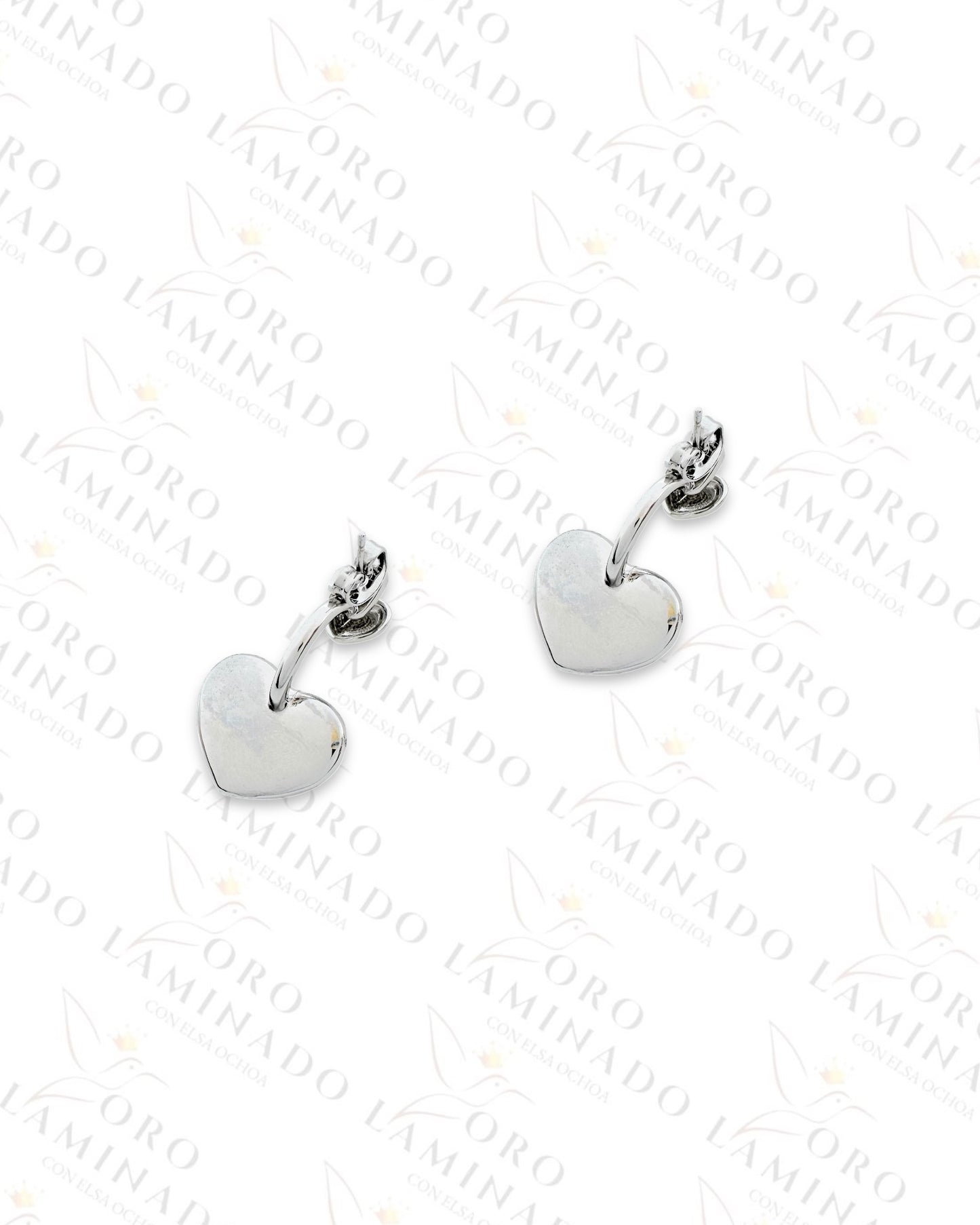 Double Heart Silver Pearl Earrings (Gold Filled) G282