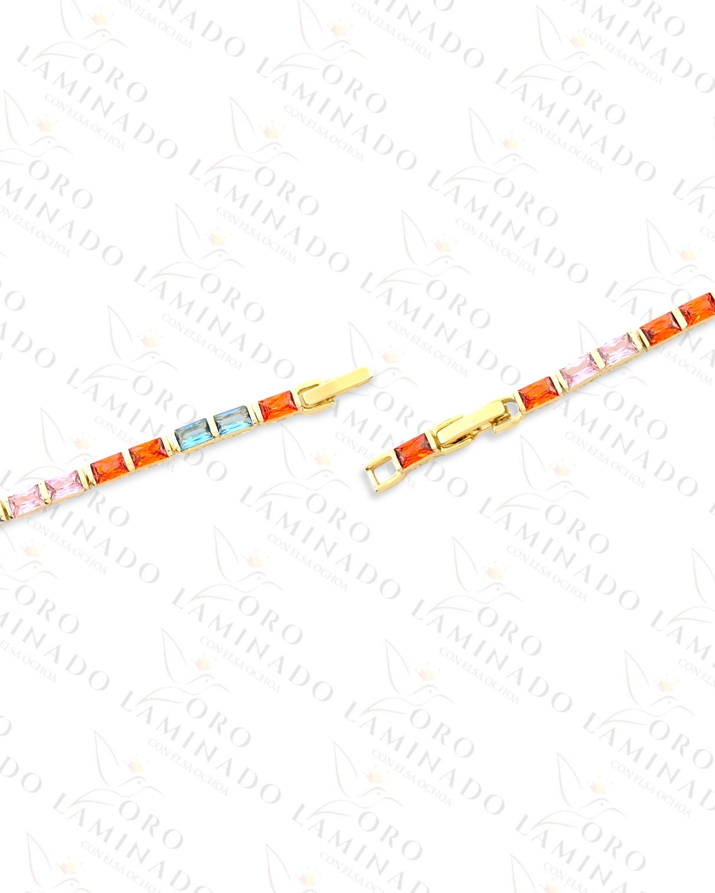 High Quality Multi-Color Tiles Bracelet (Gold Filled) C78