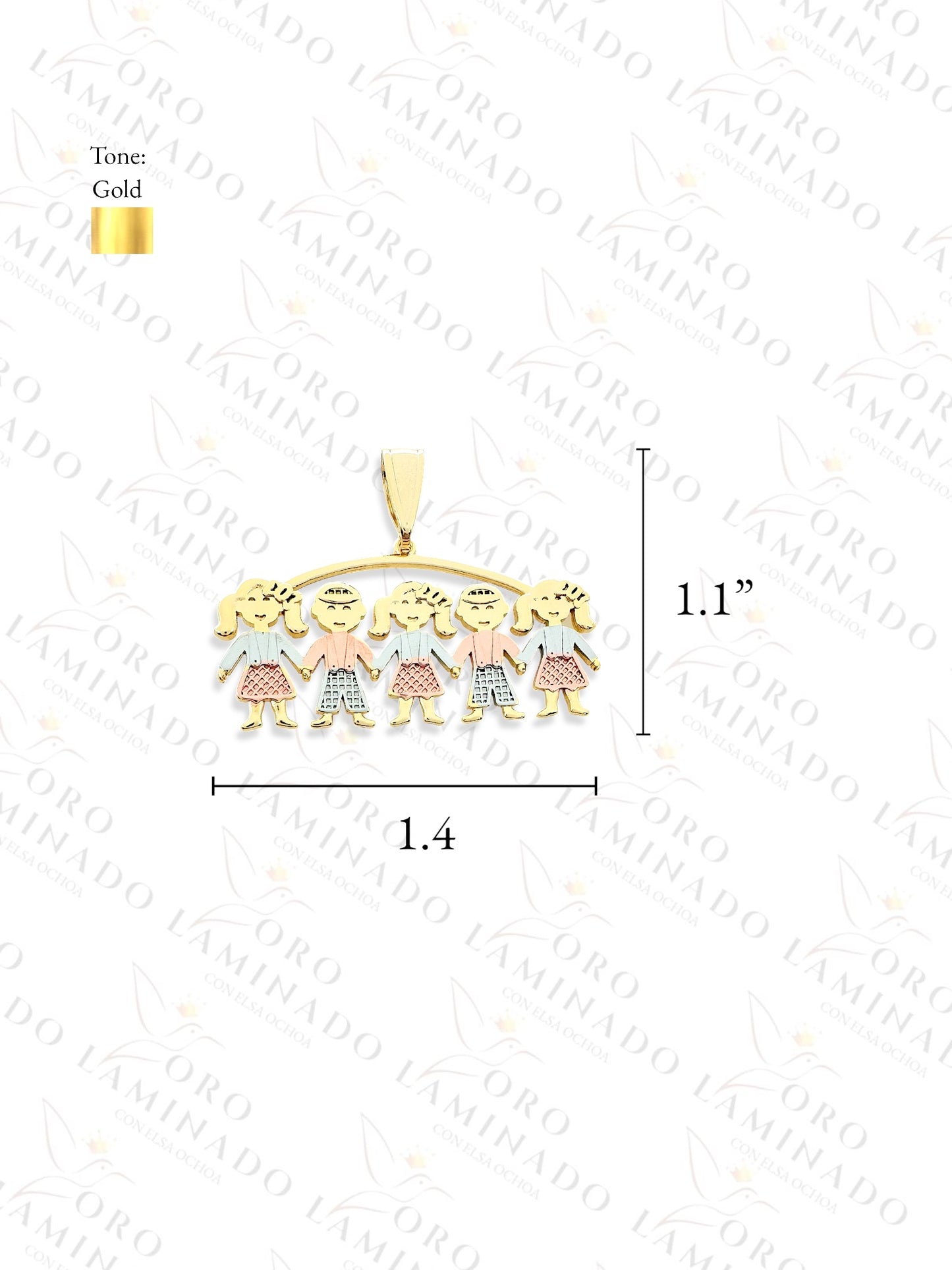 Gold Filled Three Tones Three Girls and Two Boys Pendant Y38