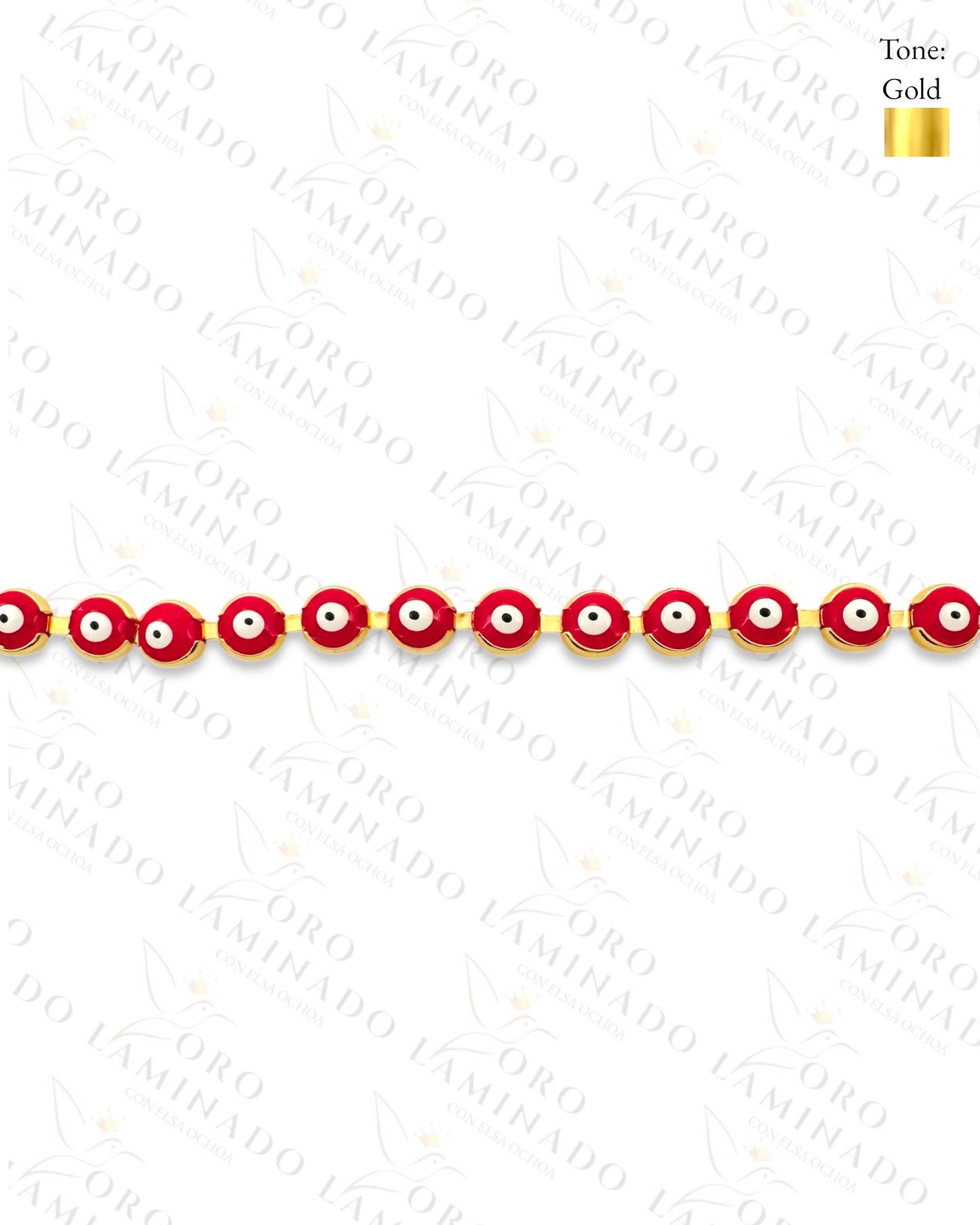 Gold Filled Adjustable Red and Gold Evil Eye Bracelet Y35