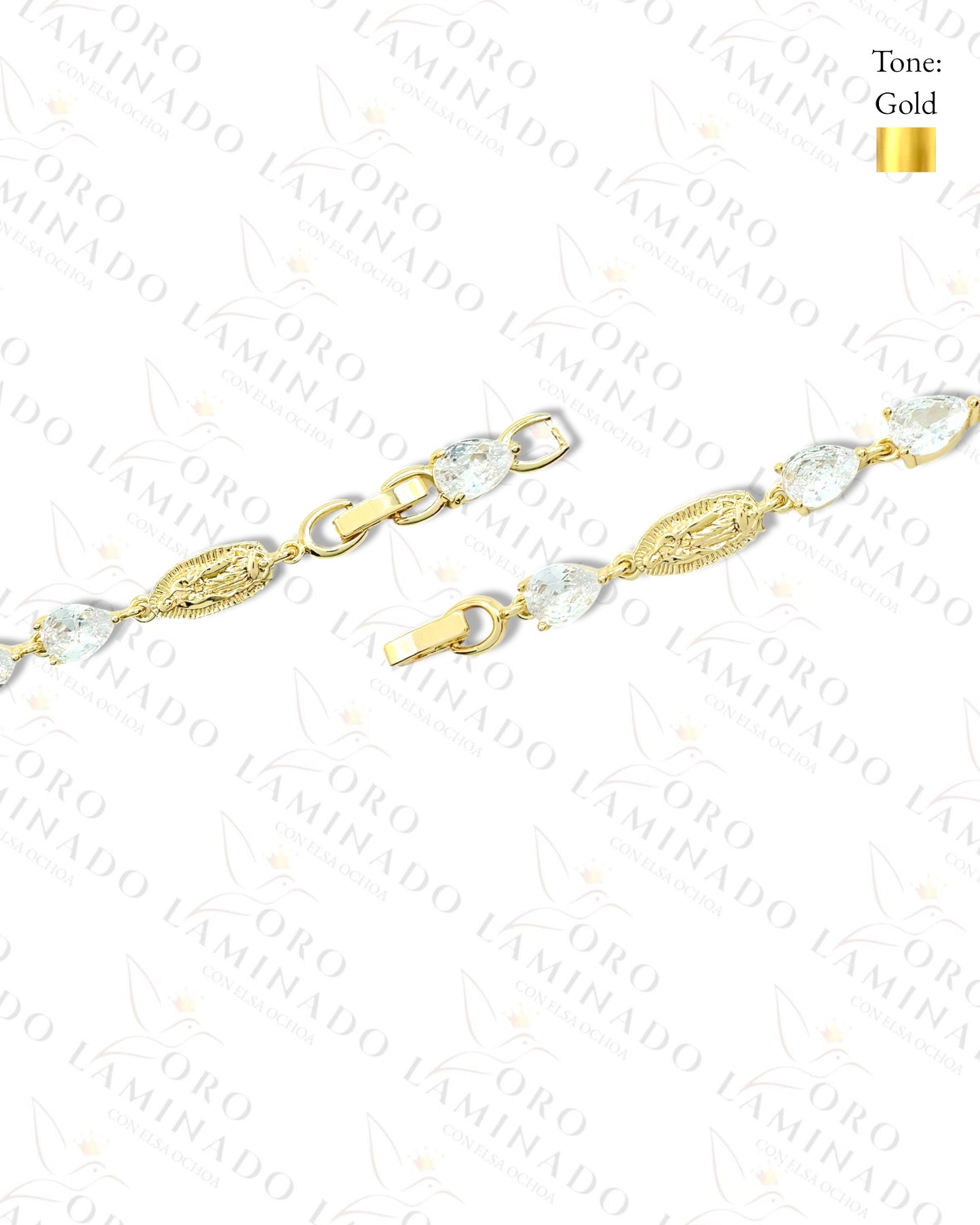 Virgen Mary Crystal Drop Bracelet (Gold Filled) R116