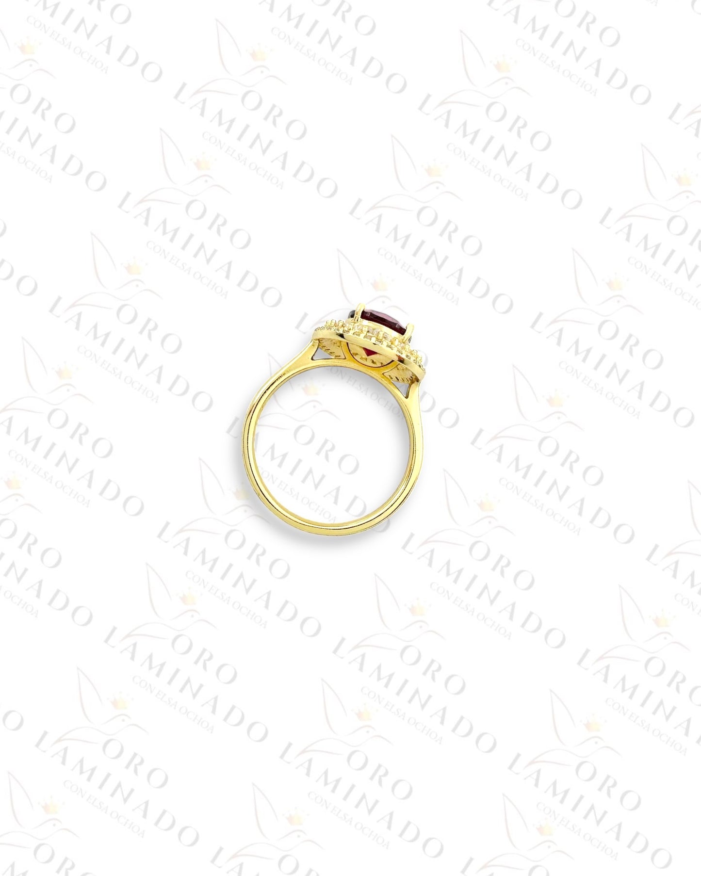 High Quality Red Round Crystal Ring (Gold Filled) G157