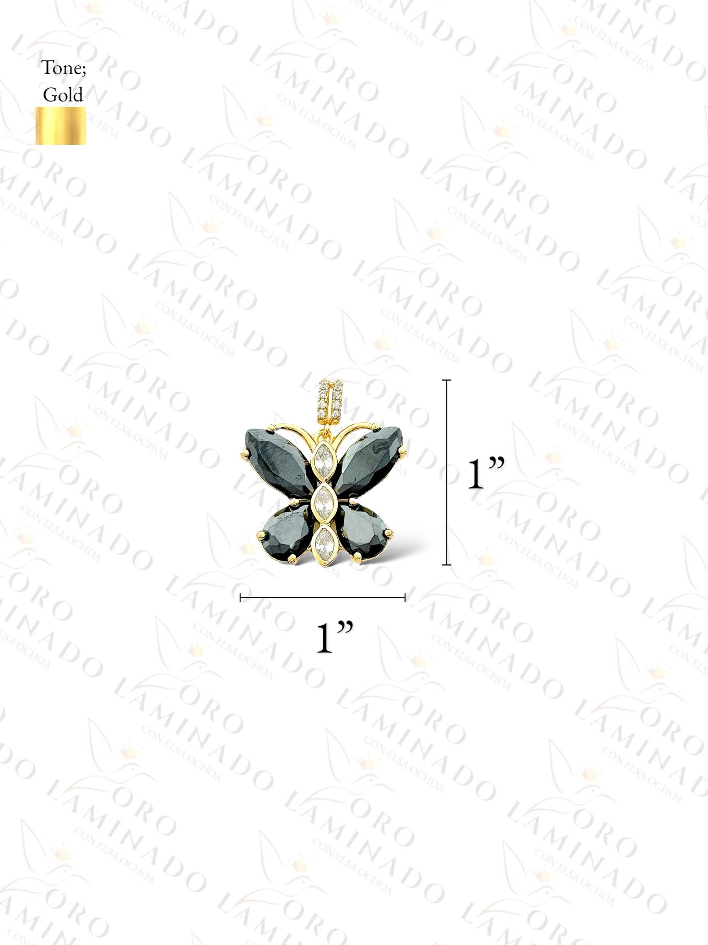 Gold Filled High Quality Black Butterfly Pendant Y298