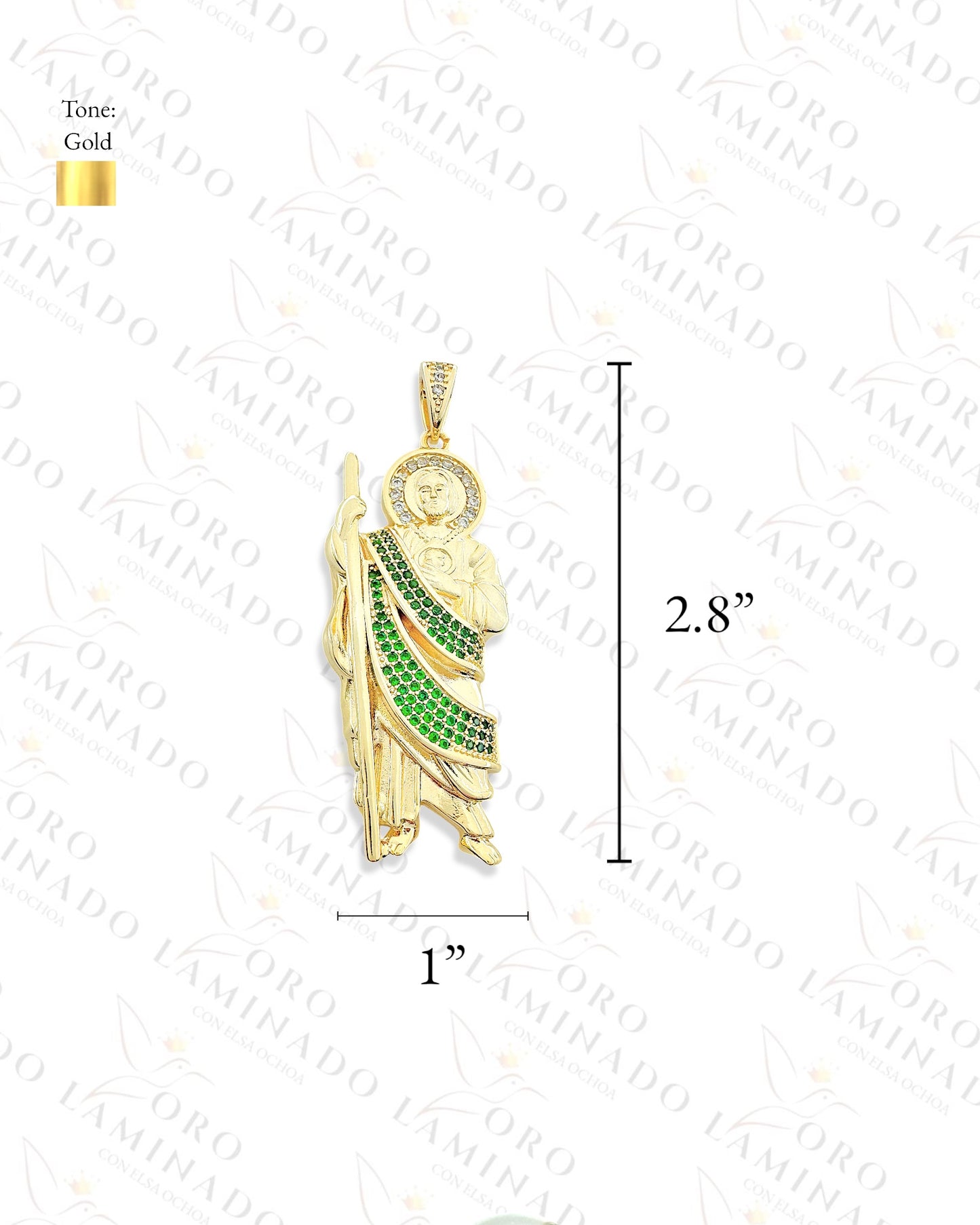 Gold Filled Green Saint Judas Pendant R17