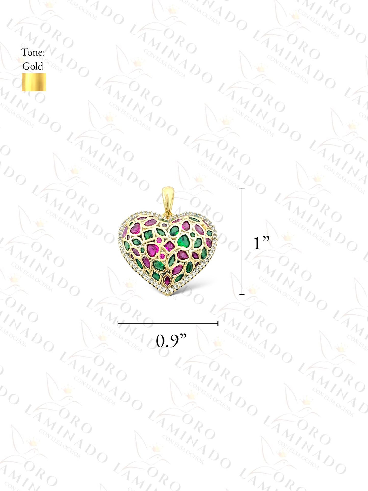 Gold Filled High Quality Multi-Color Heart Pendant C134