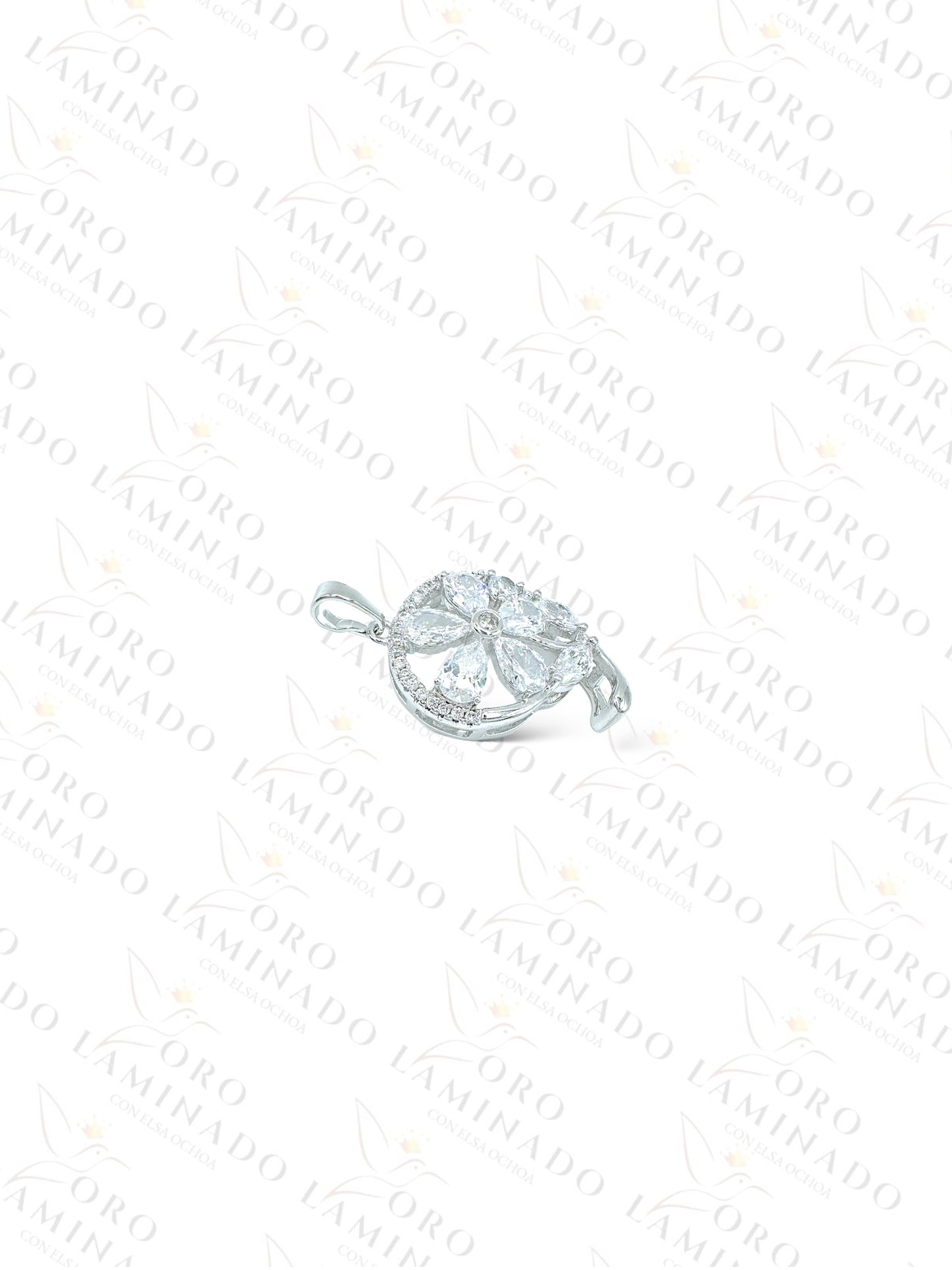 Gold Filled High Quality Silver Crystal Flower Pendant G389