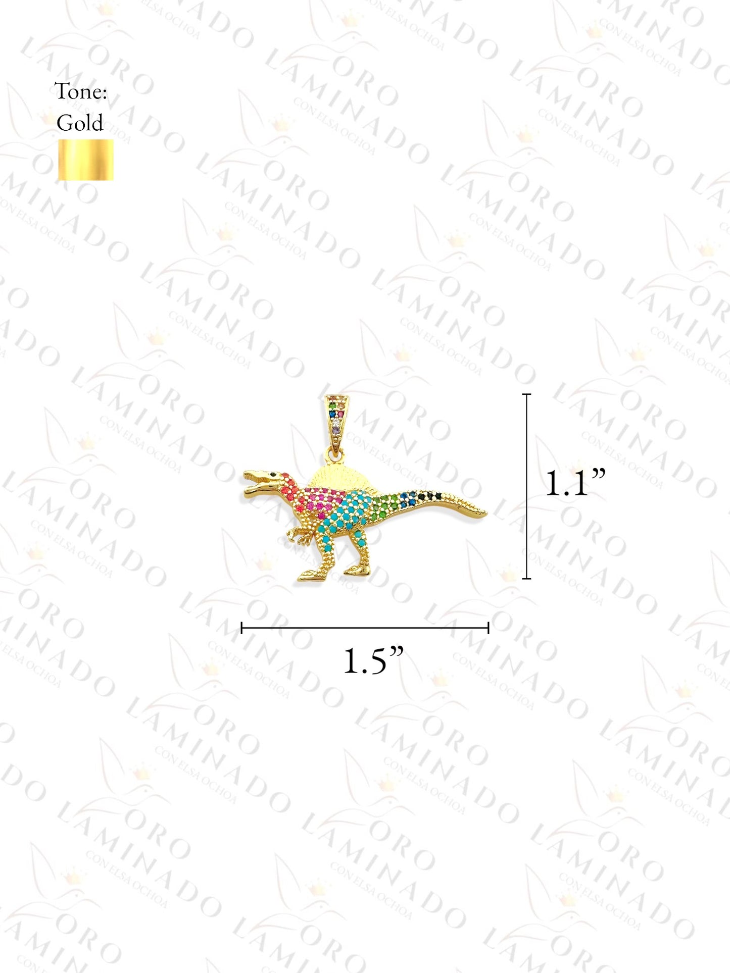 Multi-Color Spinosaurus Dinosaur Pendant (Gold Filled) R306