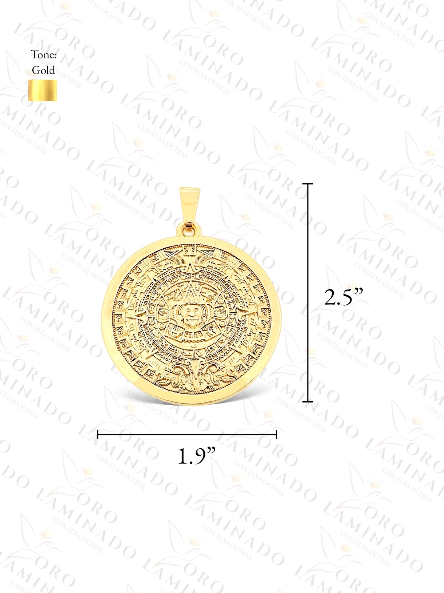 Gold Filled Aztec Calendar Pendant R135
