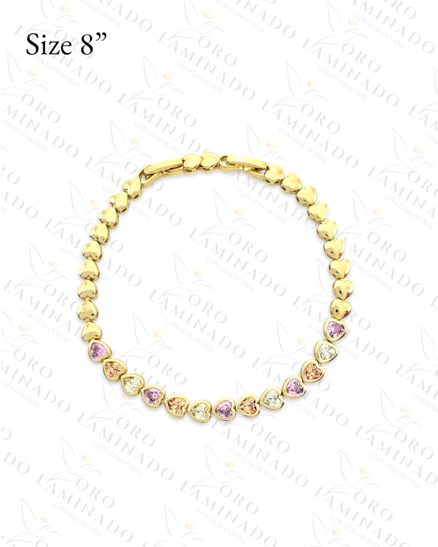 High Quality Multi-Color Mini Hearts Bracelet (Gold Filled) R459