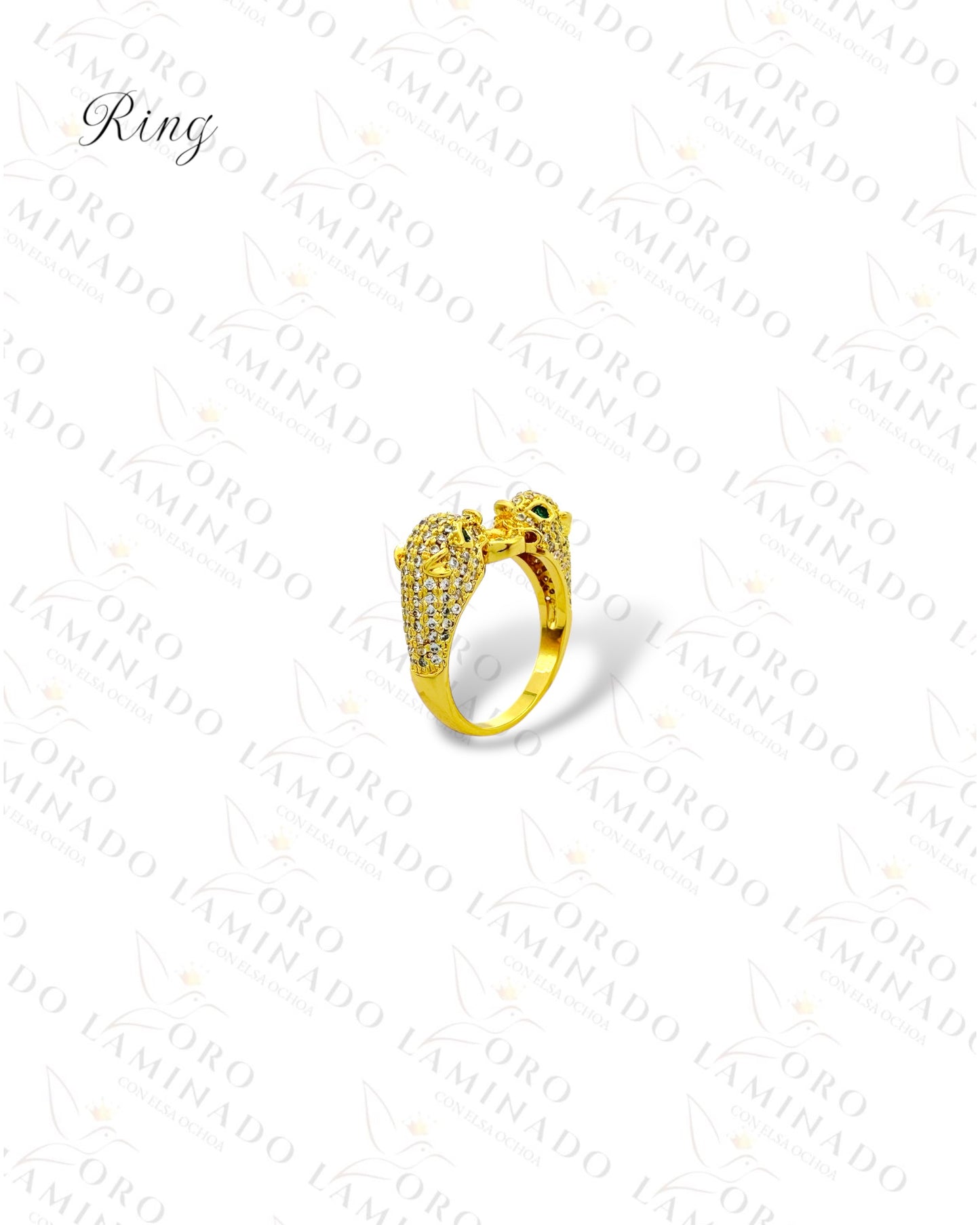 Diamond Cougar Ring and Bangle Bracelet Set Y198