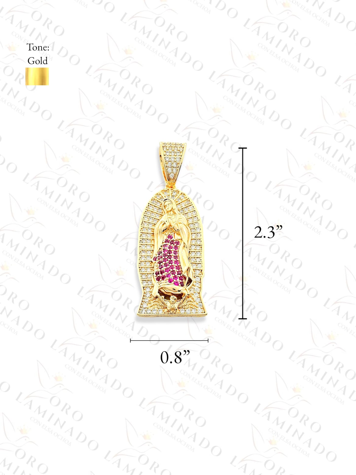 Gold Filled Pink Virgin Mary Pendant B118