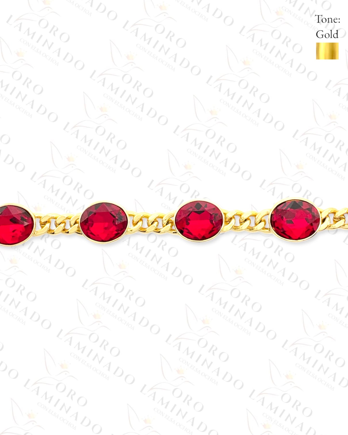 High Quality Red and Gold Chunky Bracelet (Gold Filled) G470