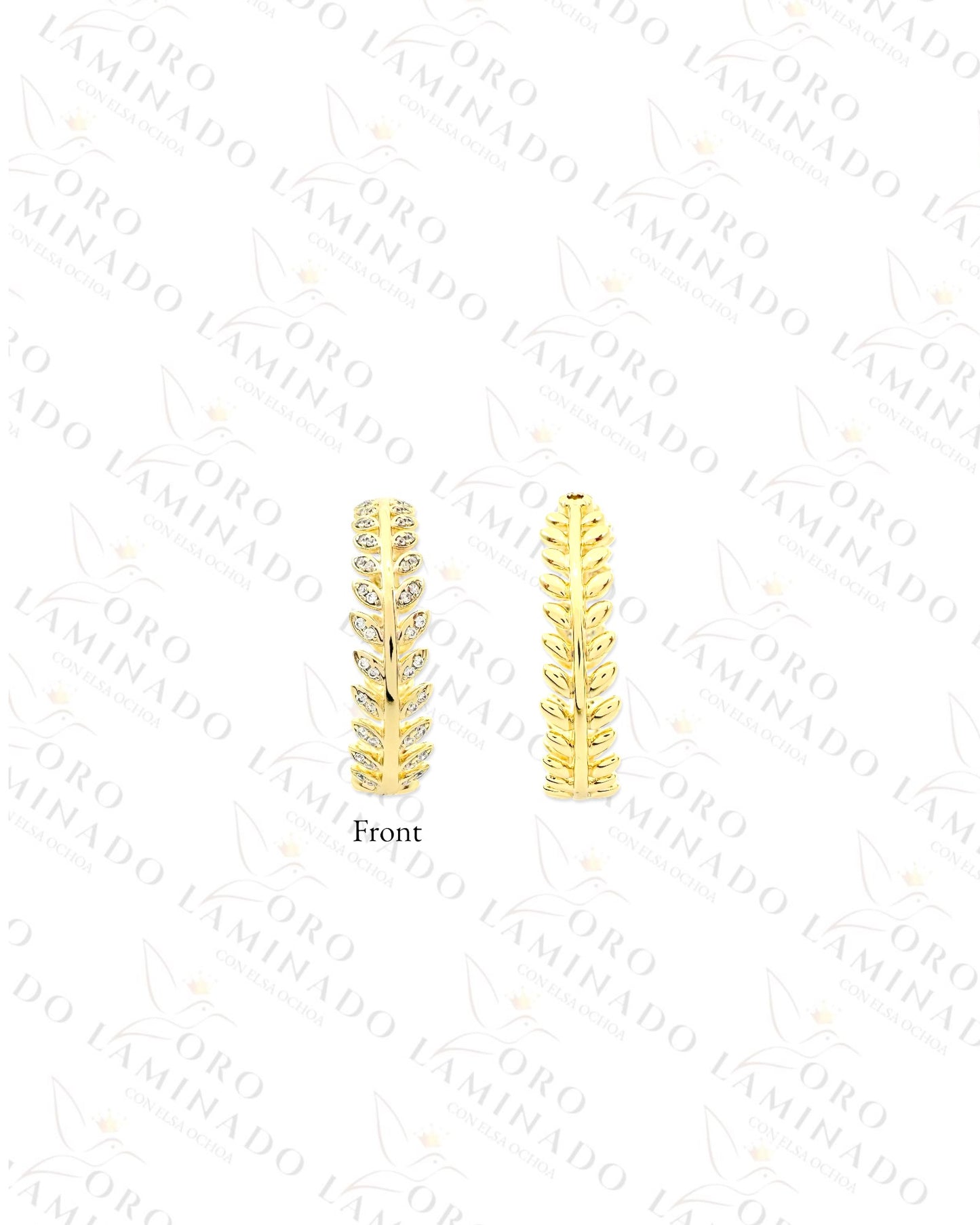 High Quality Golden Leaves Hoop Earrings B466