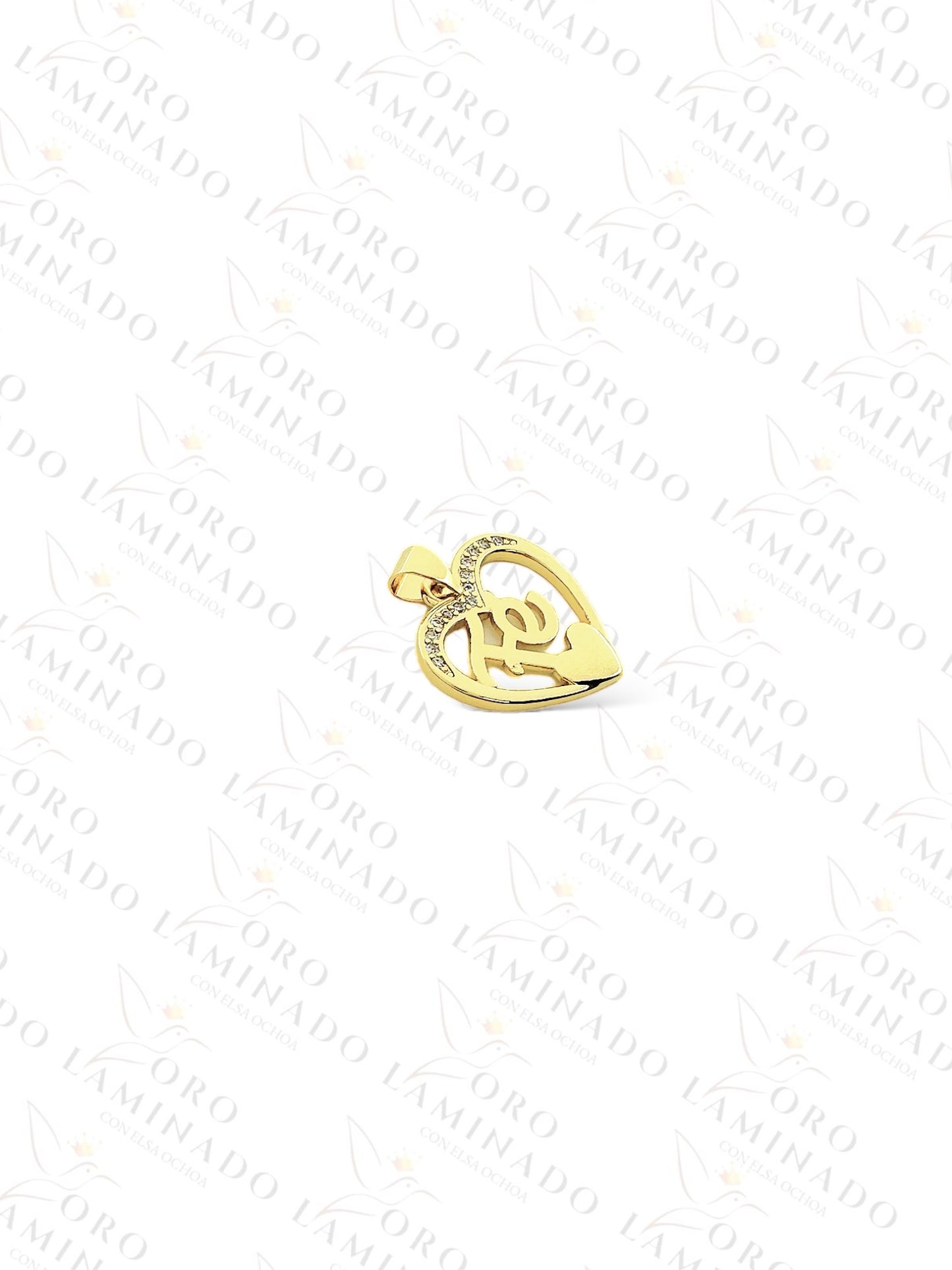 Gold Filled Double Heart "Fe" Pendant Y221