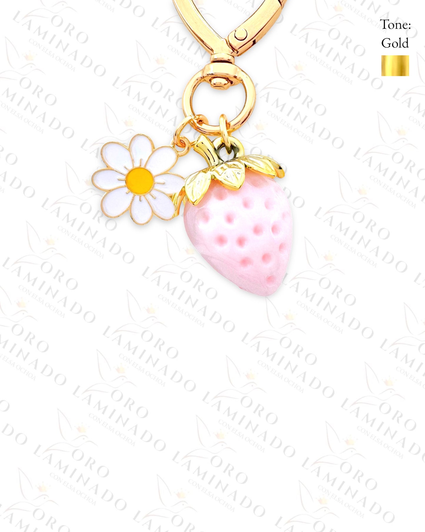 Pink Strawberry Fruit Keychain C366