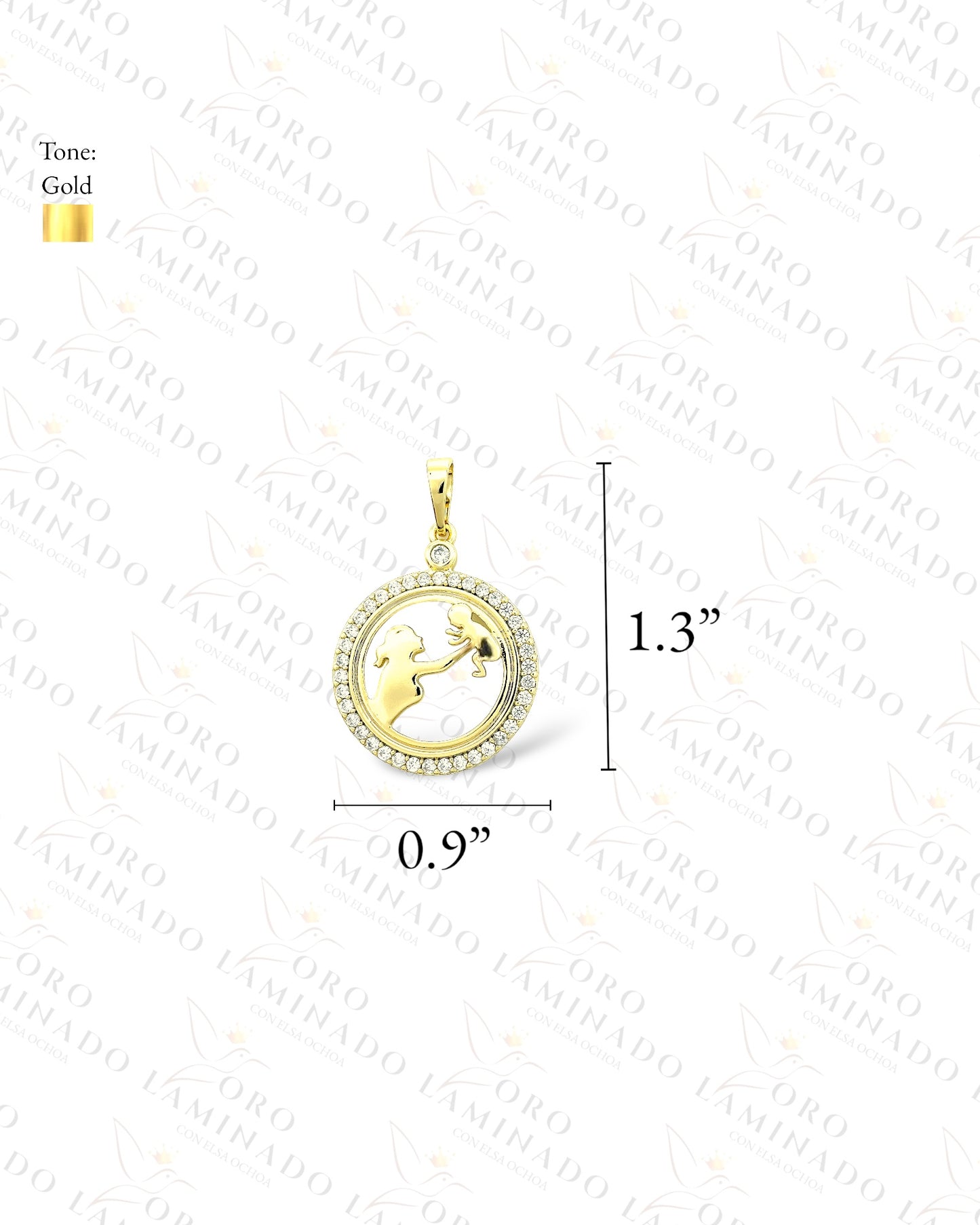 Gold Filled High Quality Kid with Mom Pendant C397