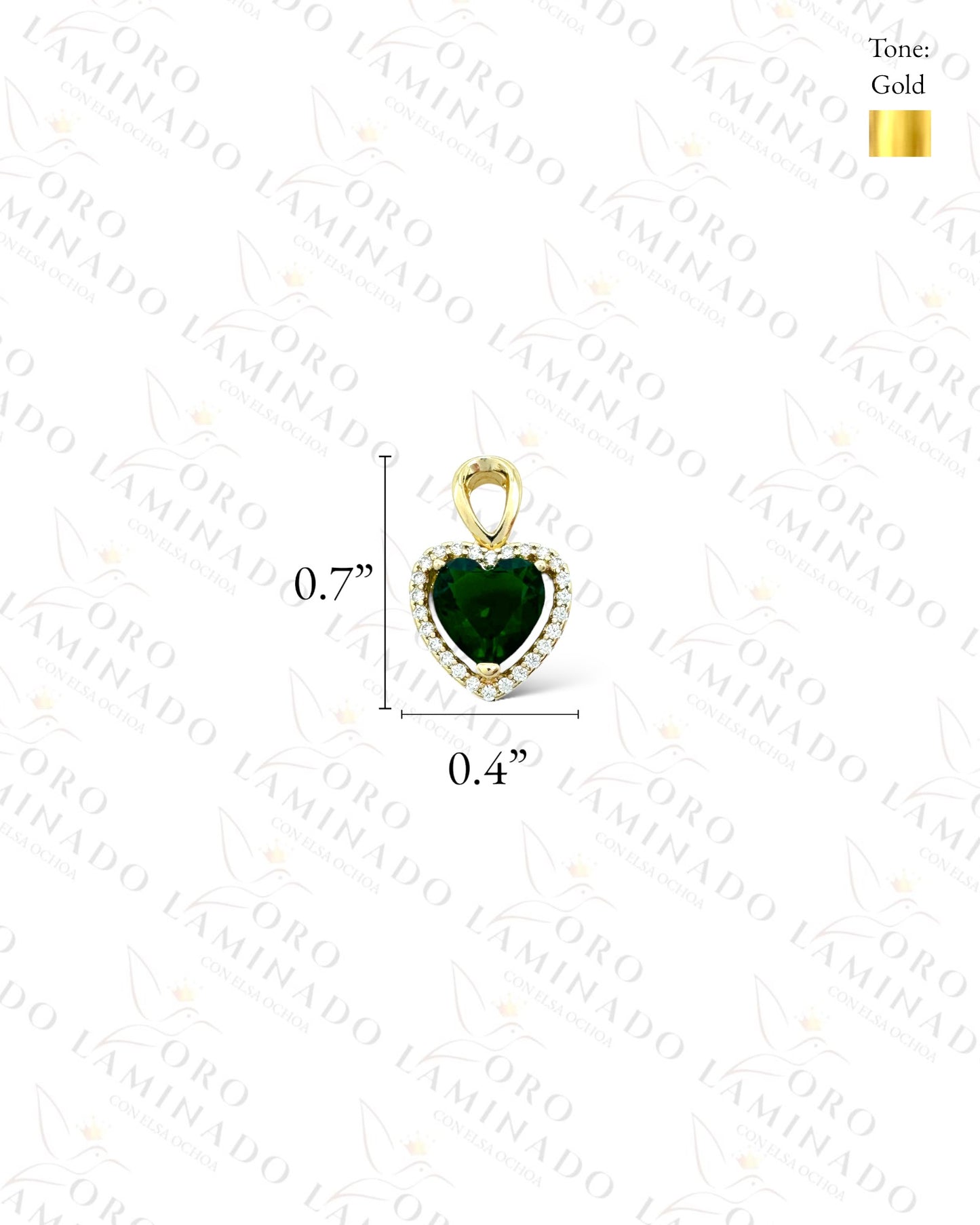 High Quality Small Dark Green Heart Pendant (Gold Filled) G92