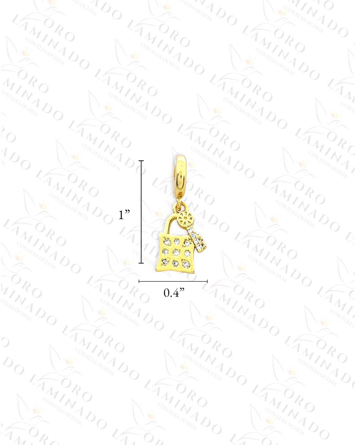 Sparkling Lock and Key Charm (Gold Filled) G156