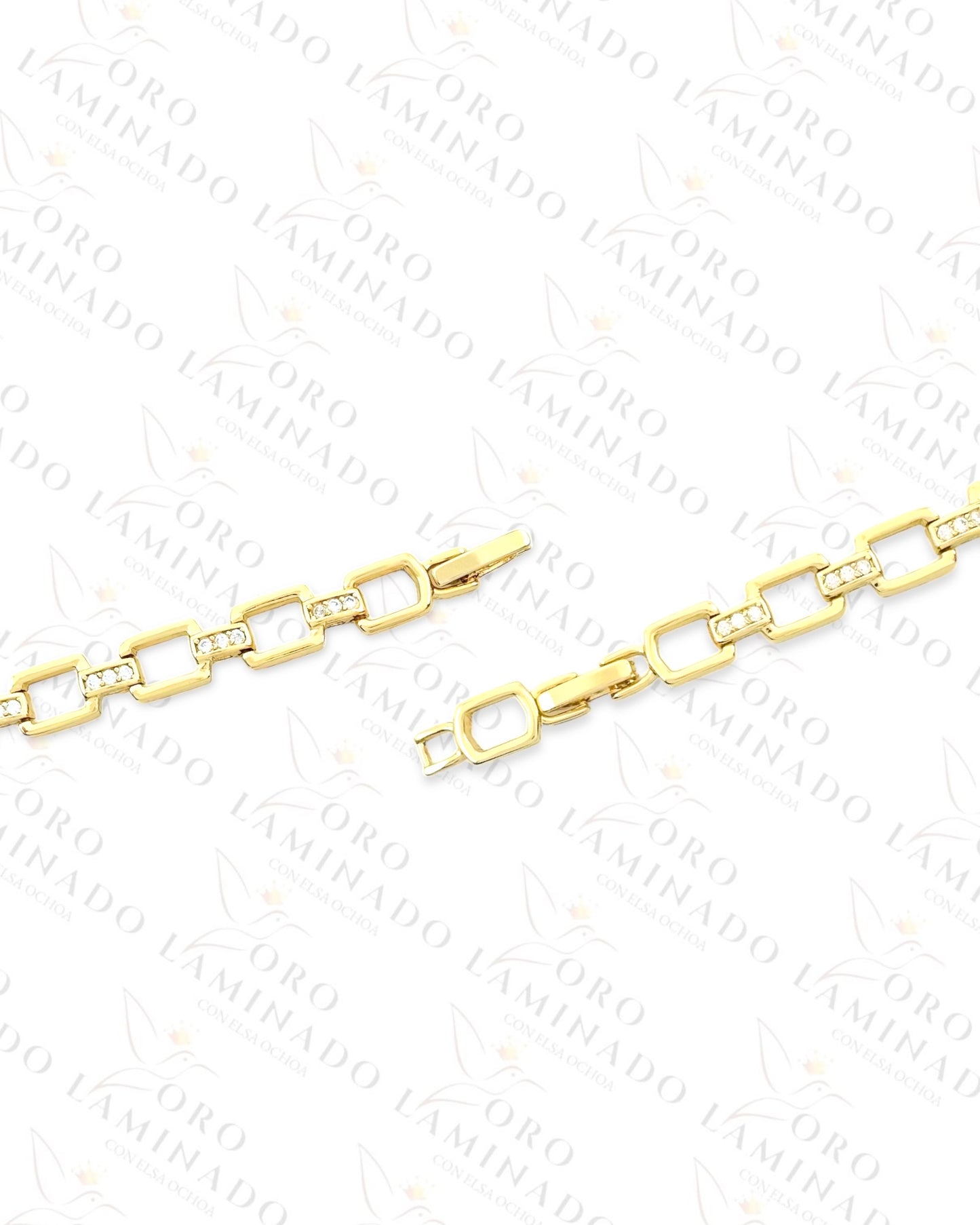 High Quality Pink Square Stone Bracelet (Gold Filled) G138