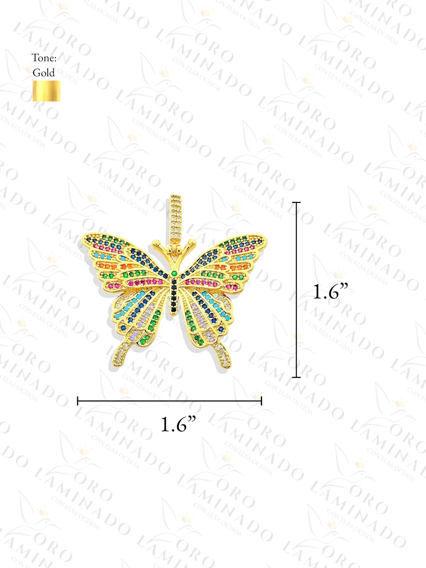 Gold Filled Multi-Color Butterfly Pendant Y289