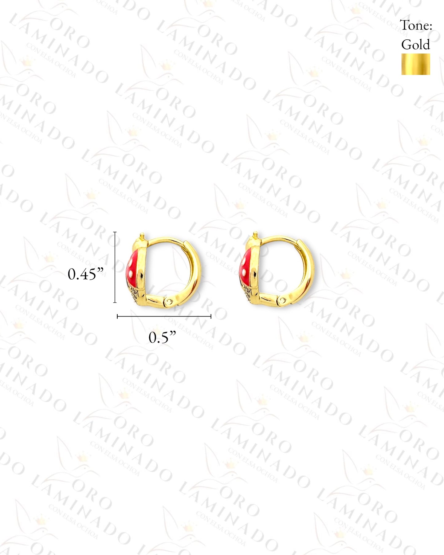 High Quality Pink Ladybug Hoop Earrings (Gold Filled) B371