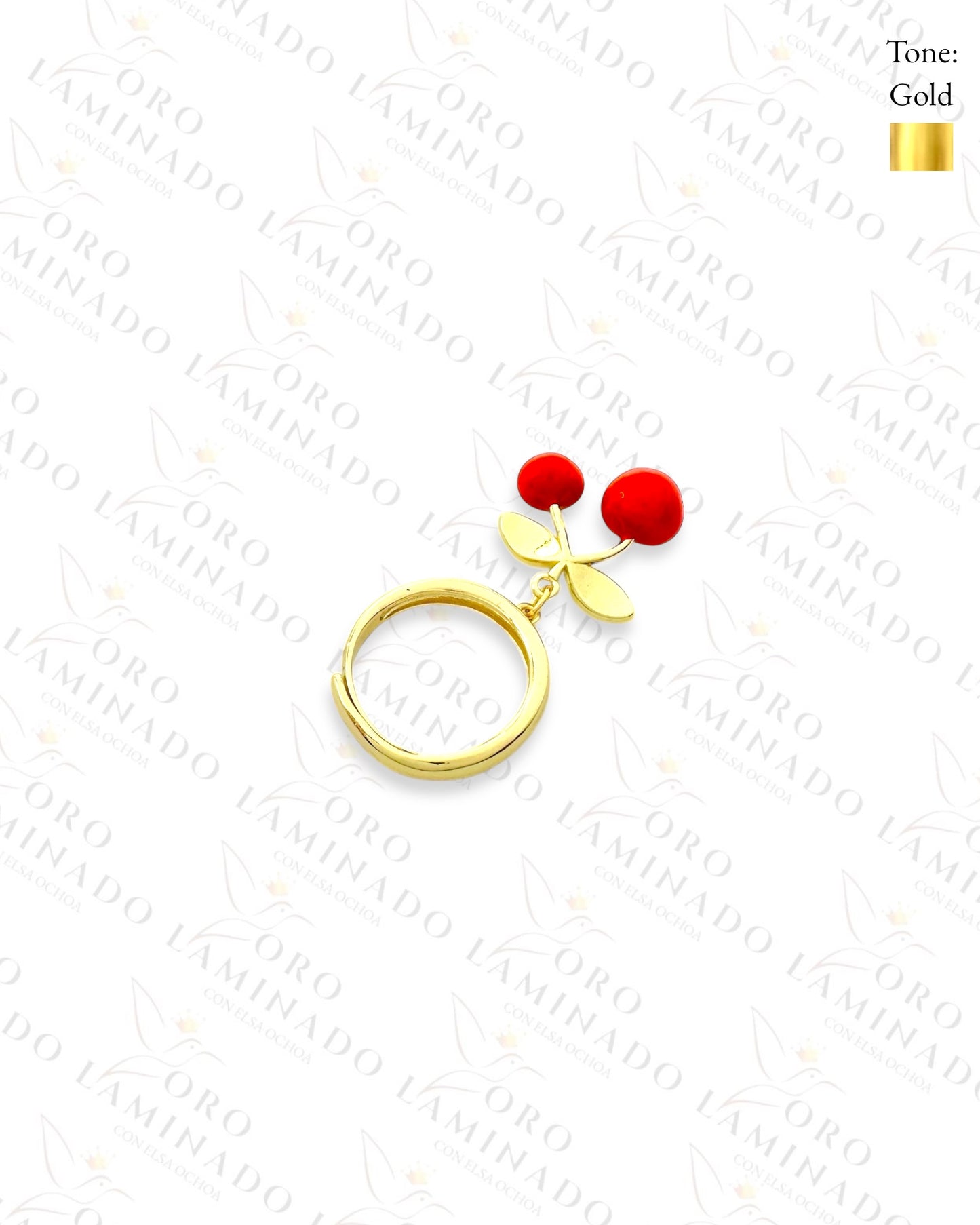 Adjustable Cherry Charm Ring (Gold Filled) B378