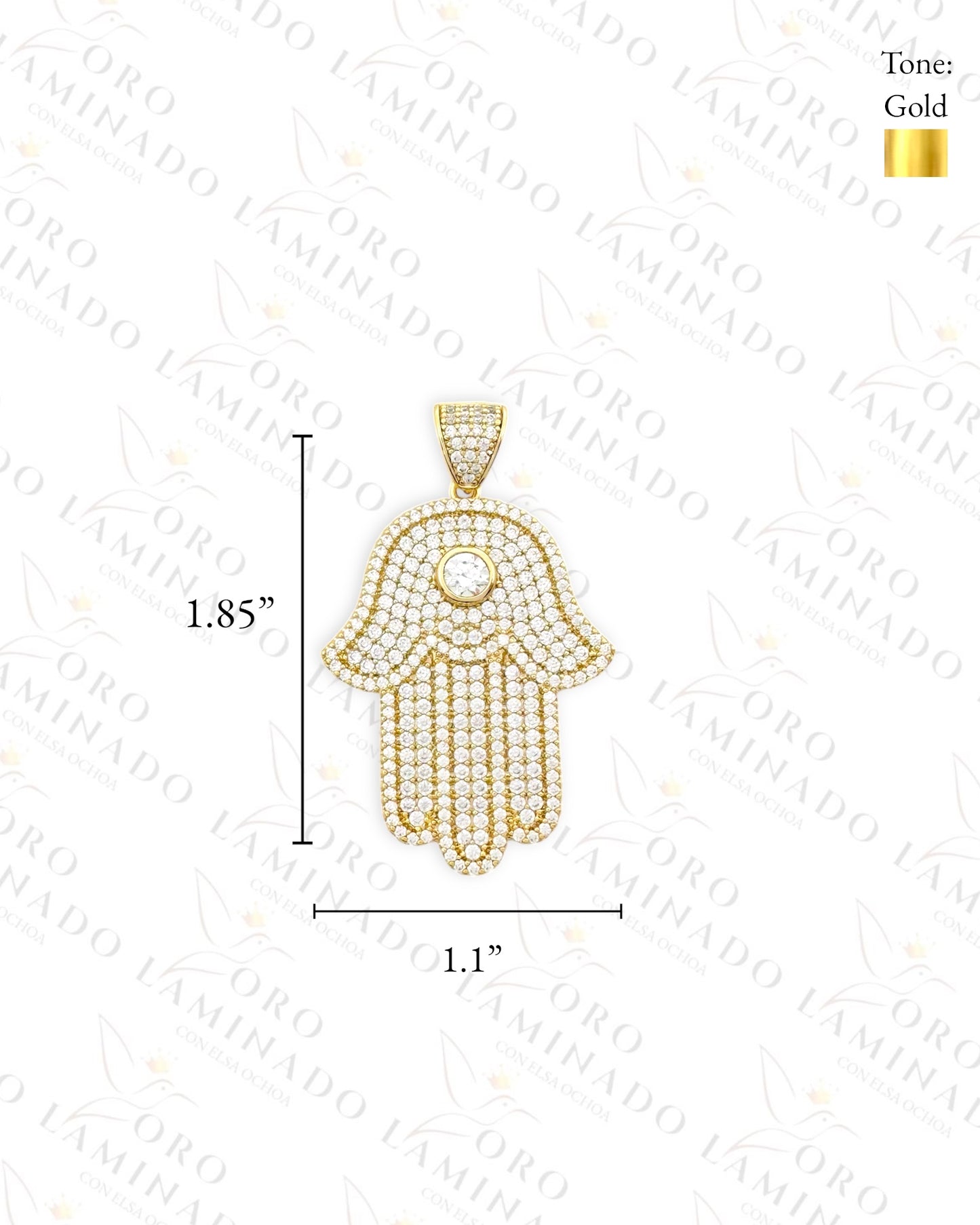 Gold Filled Diamond Hamsa Hand Pendant Y335