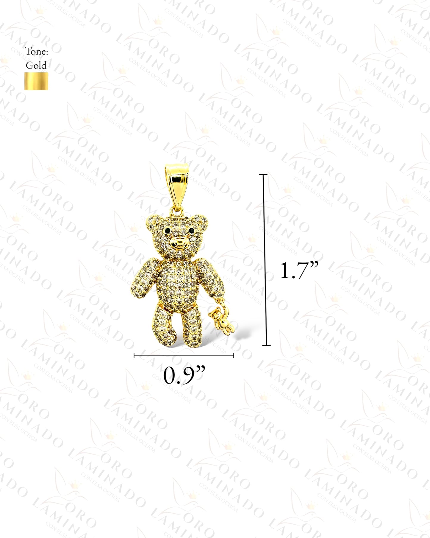 Gold Filled Bear Holding Mini Bear Pendant R89