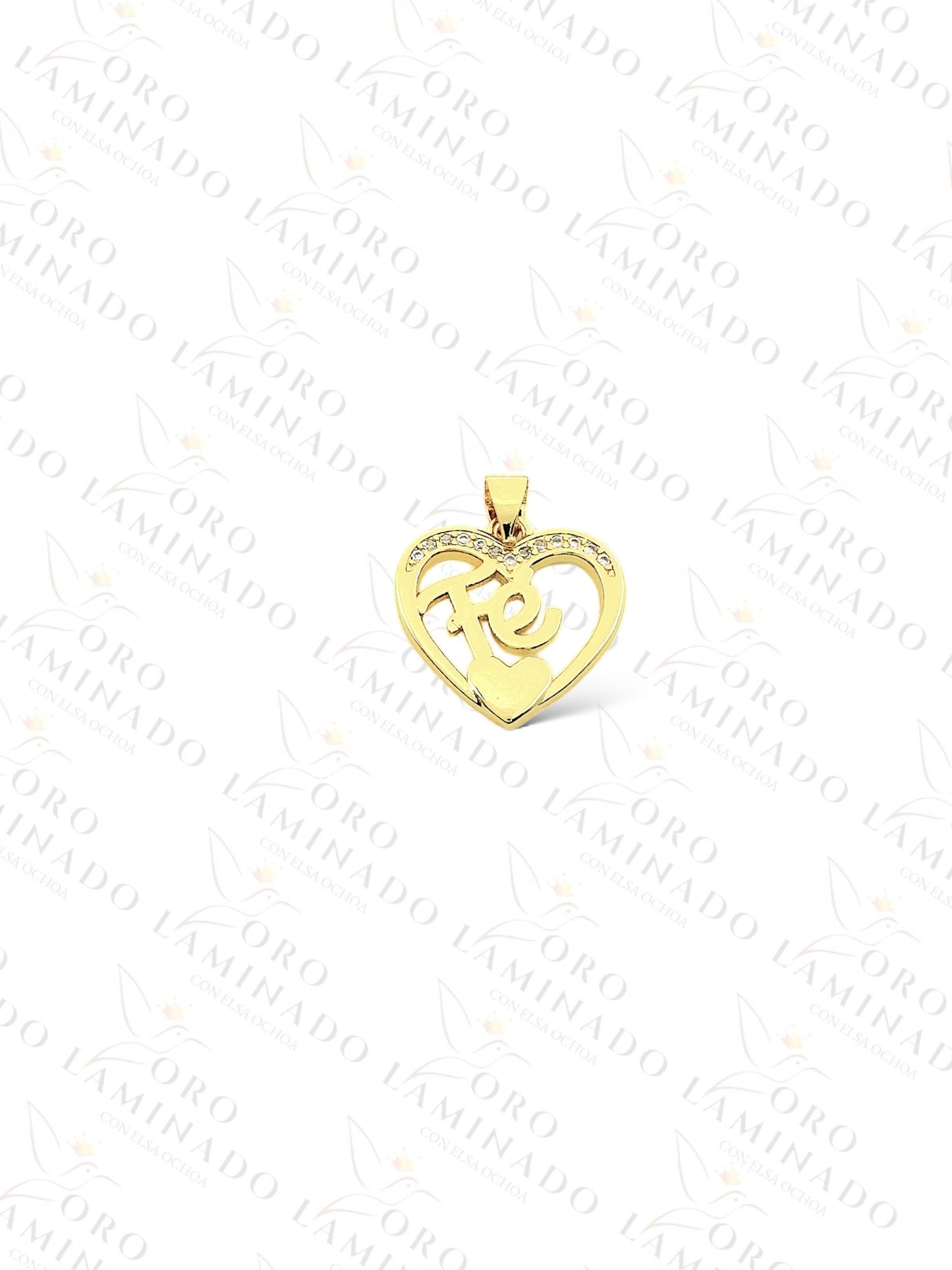 Gold Filled Double Heart "Fe" Pendant Y221