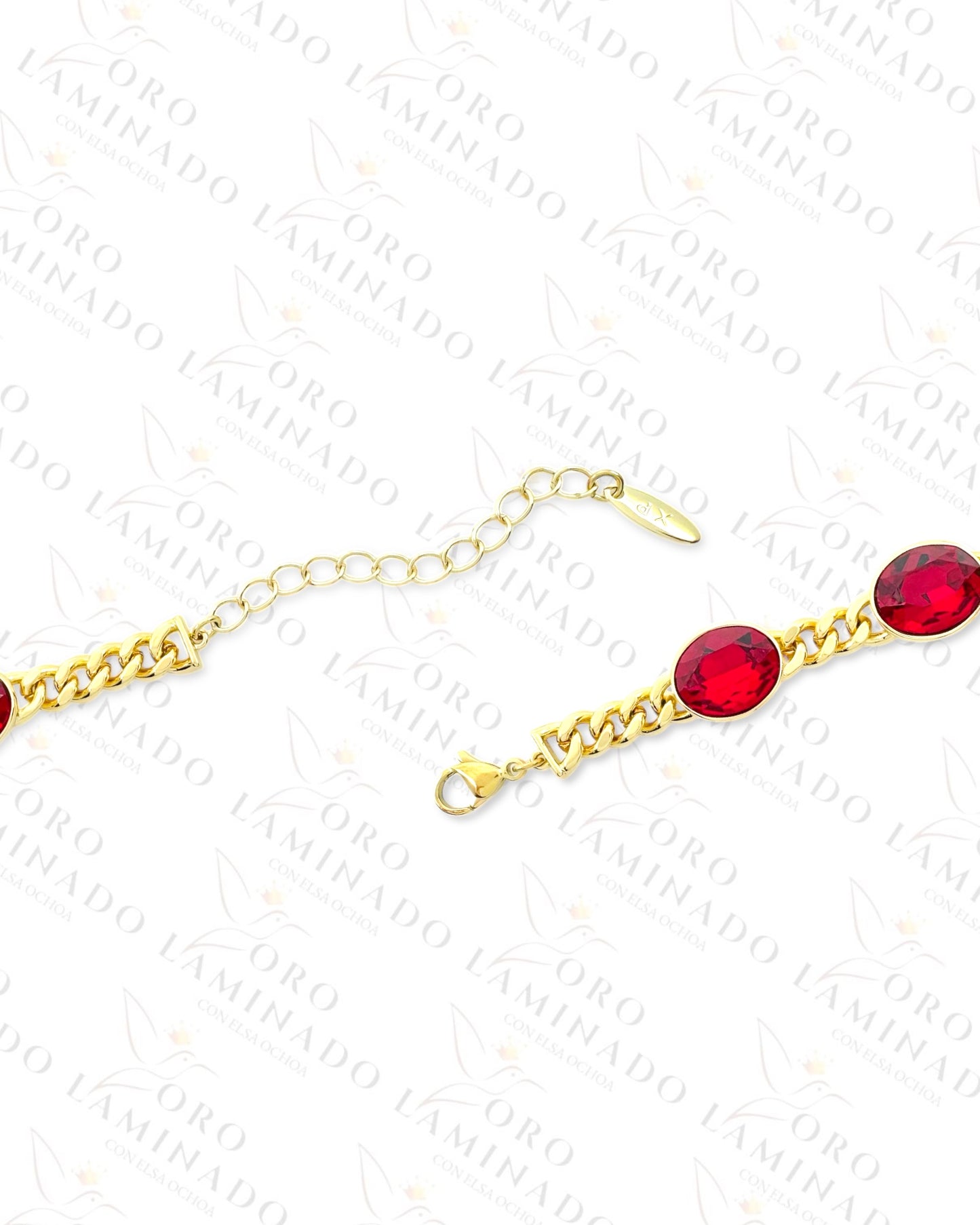 High Quality Red and Gold Chunky Bracelet (Gold Filled) G470