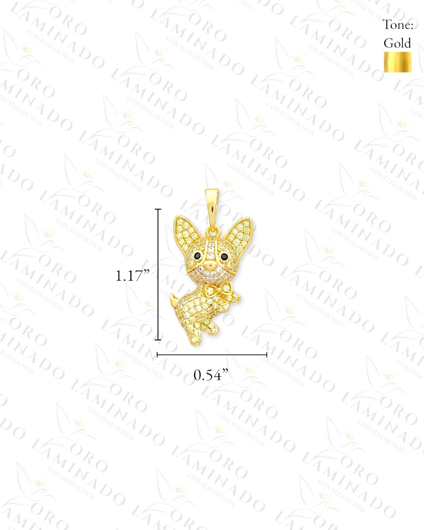 High Quality Diamond Dog Bowtie Pendant (Gold Filled) G189