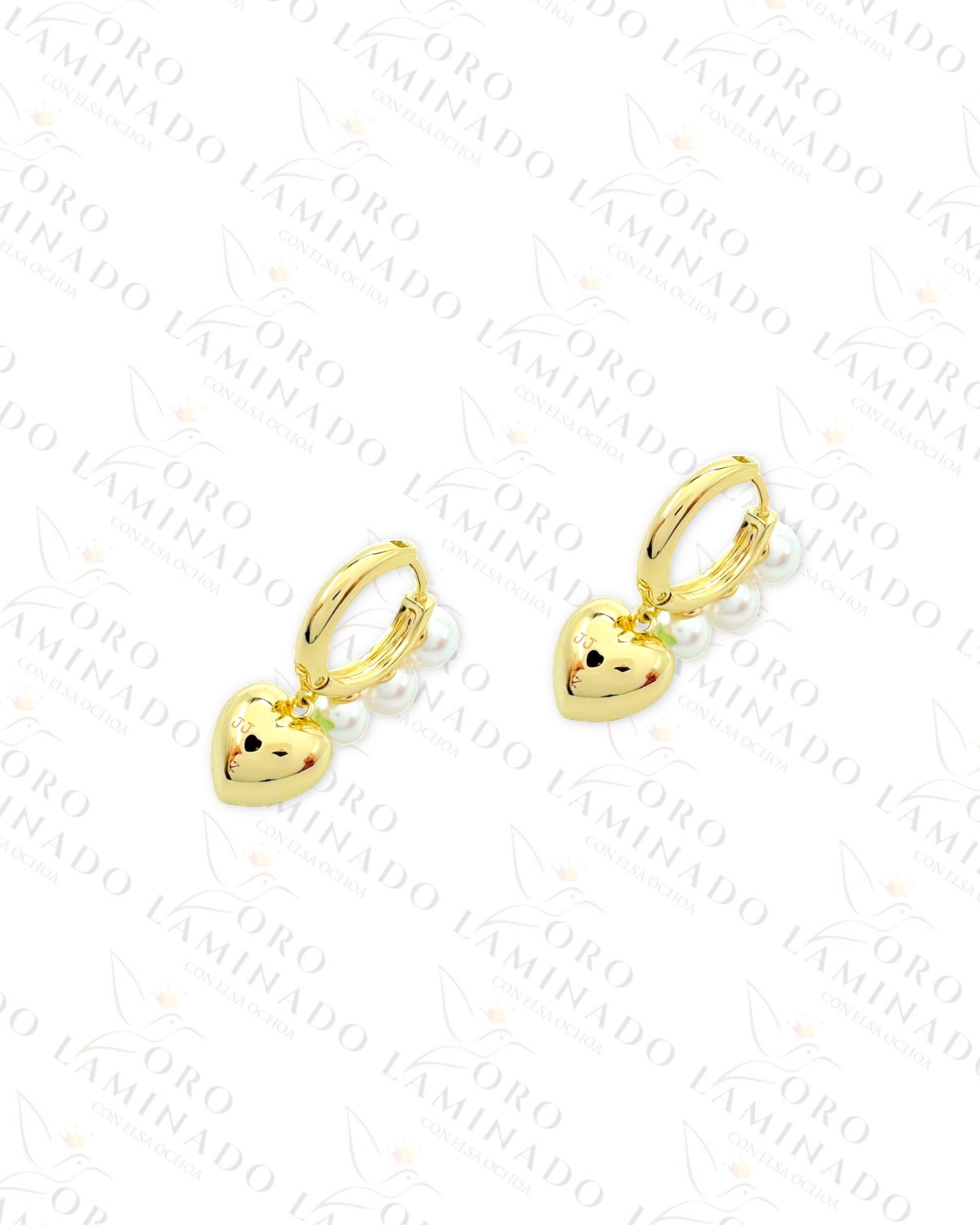 High Quality Pearl Heart Hoop Earrings (Gold Filled) R200