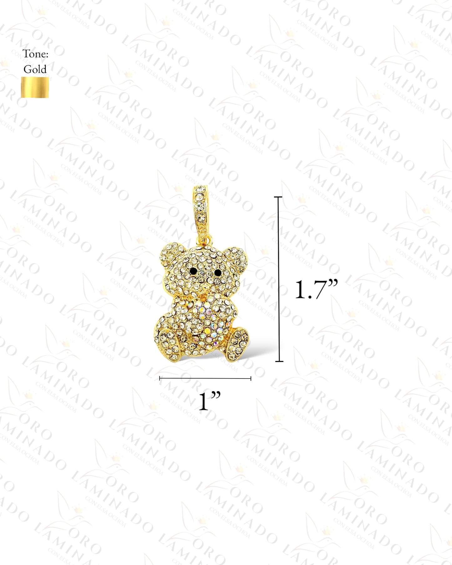Gold Filled White Stone Bear Pendant R85