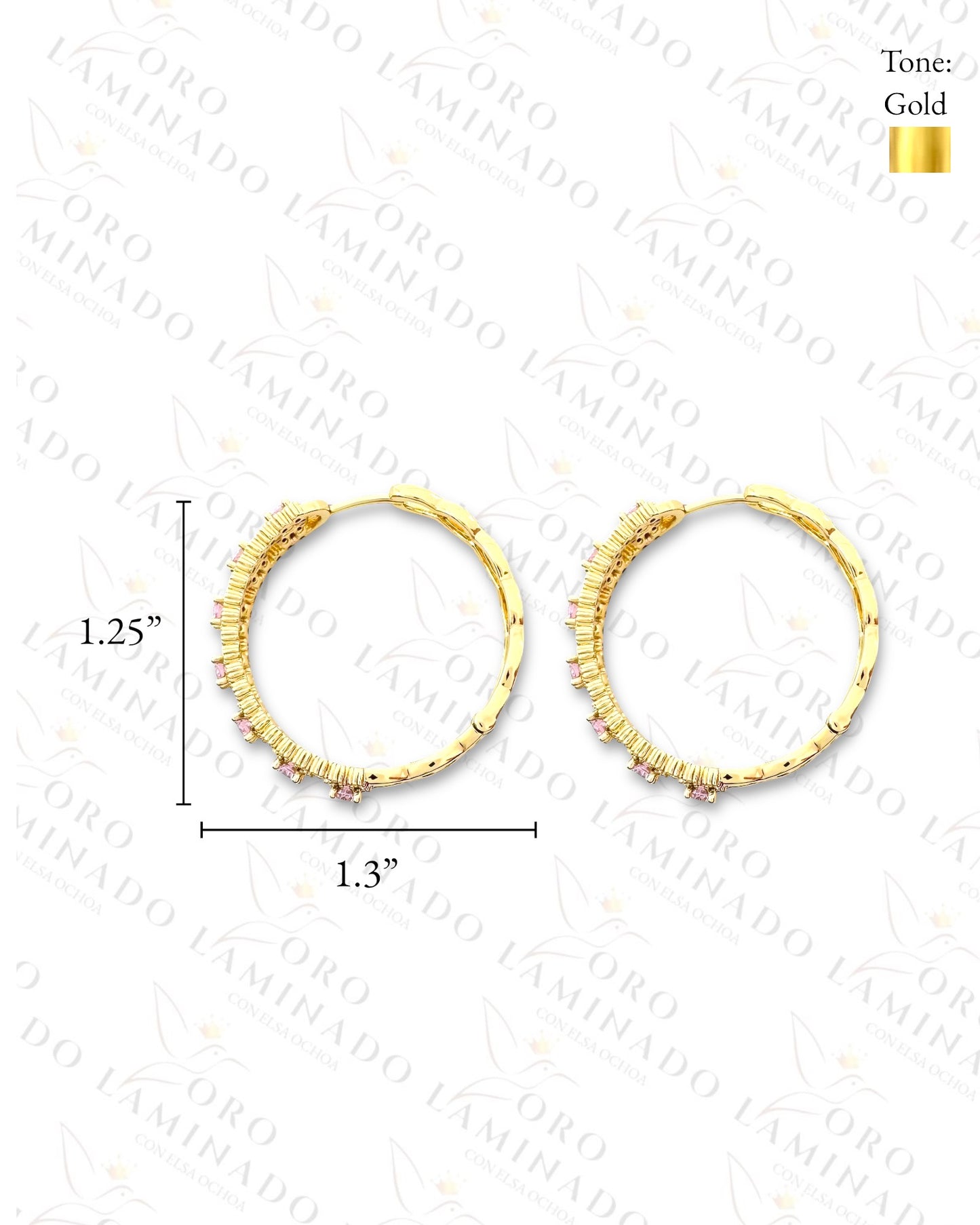 High Quality Crystal Squares Hoop Earrings (Gold Filled) G136