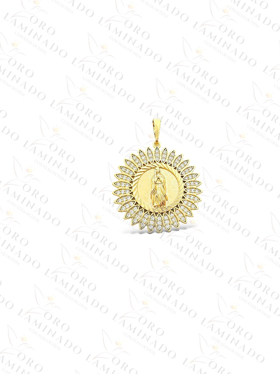 Gold Filled Virgin Mary Flower Pendant G18