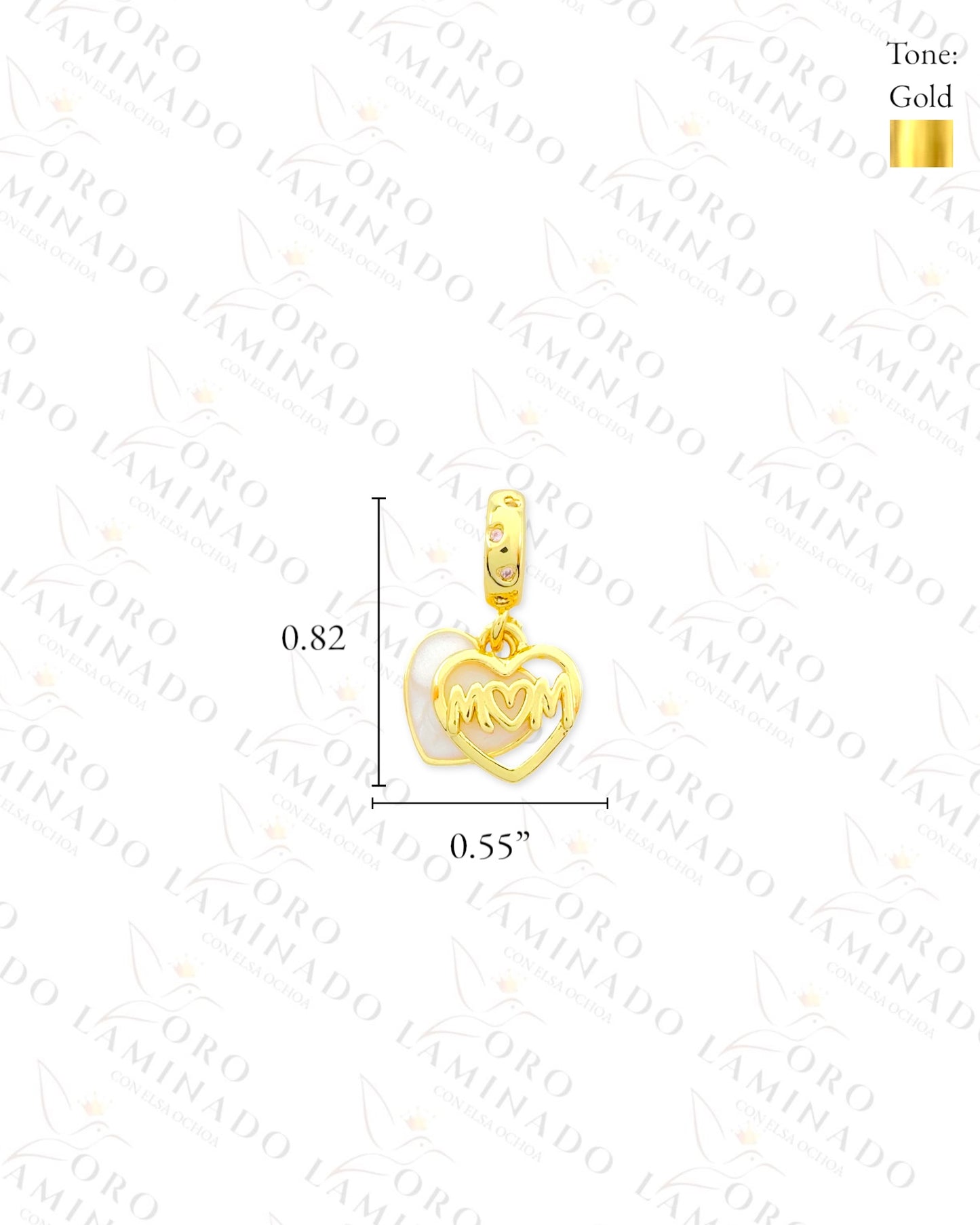 MOM Heart Charm (Gold Filled) B407