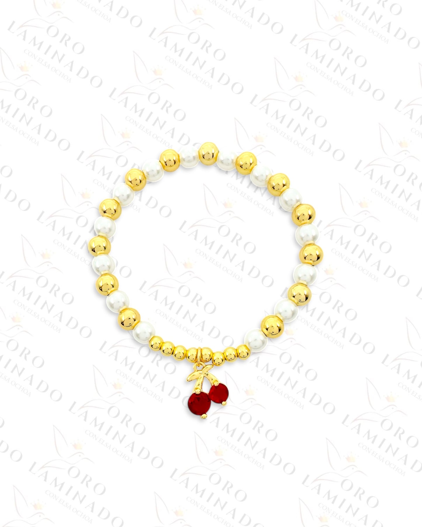 Crystal Cherry Pearl Bracelet (Gold Filled) G425