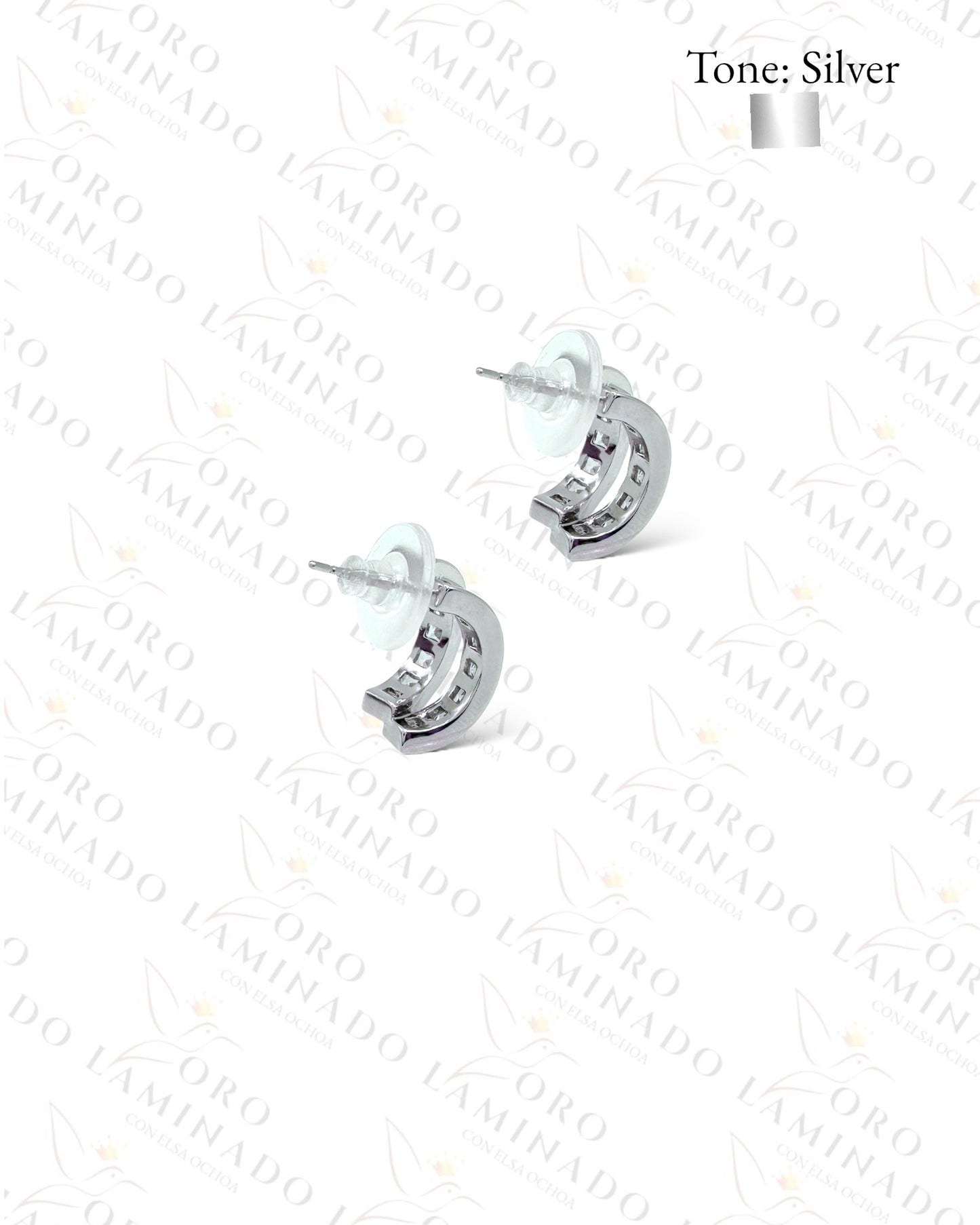 High Quality Silver Diamond Double Earrings B295