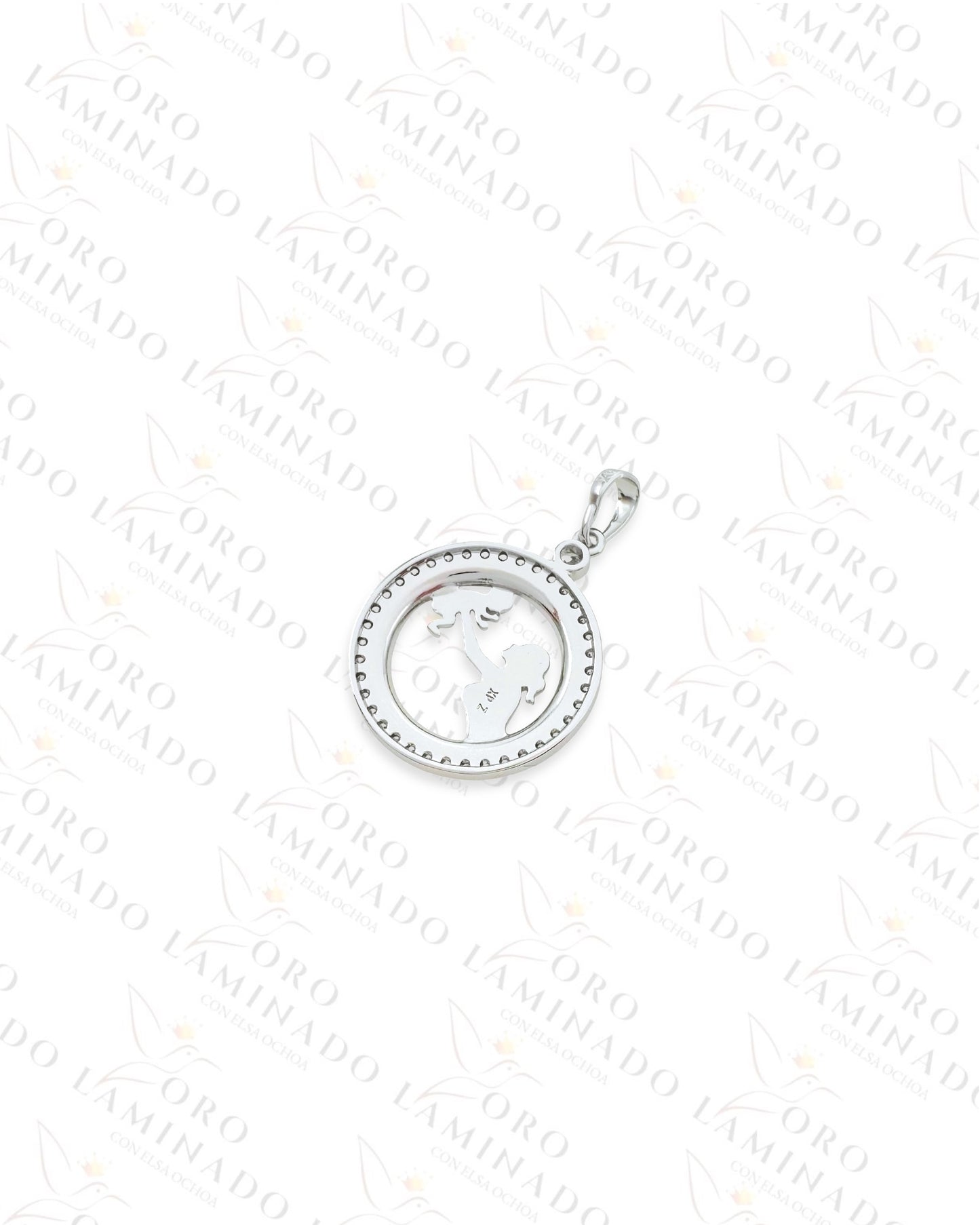 High Quality Silver Mom and Baby Round Pendant R41