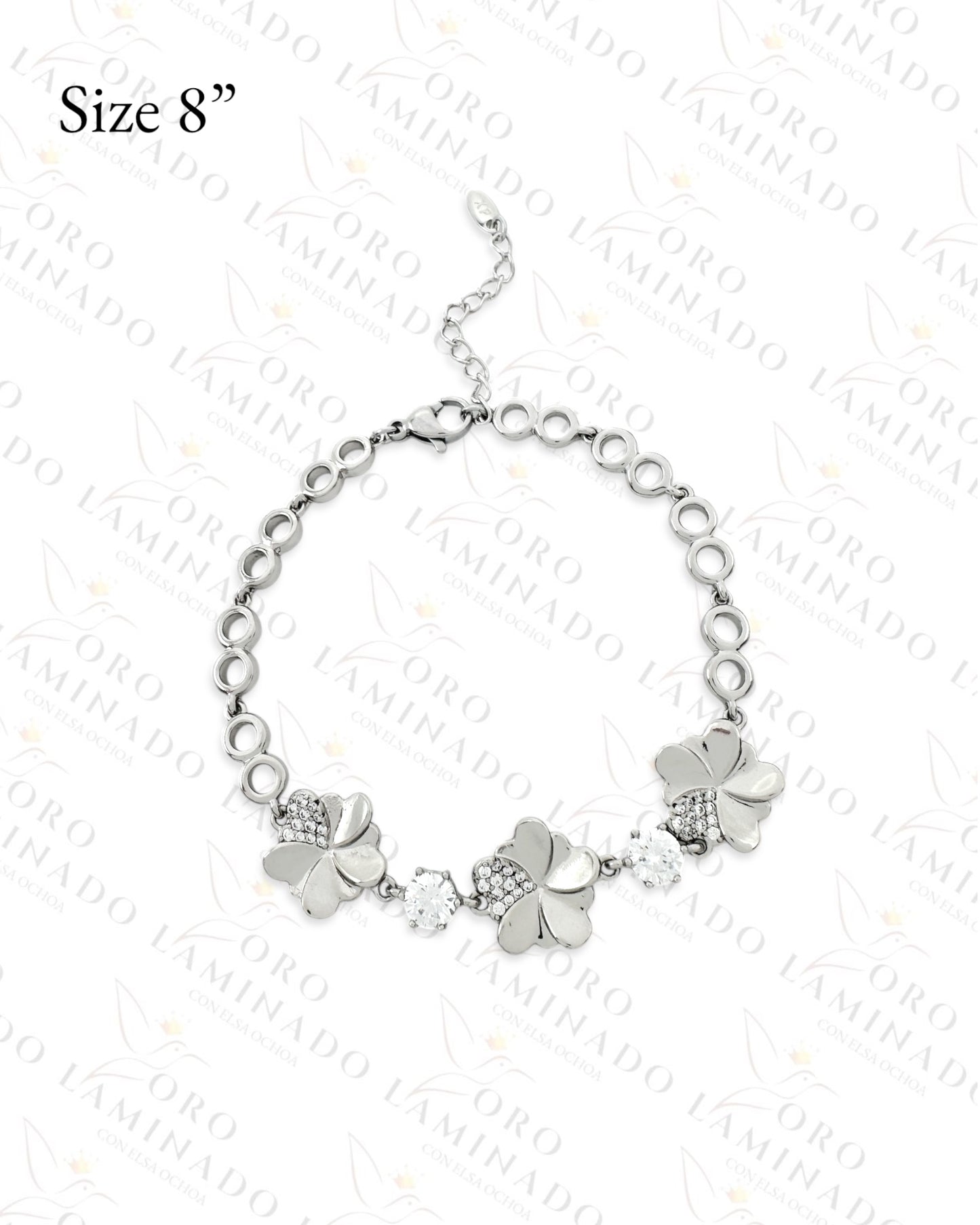 High Quality Sparkling Triple Flower Silver Bracelet (Gold Filled) B15