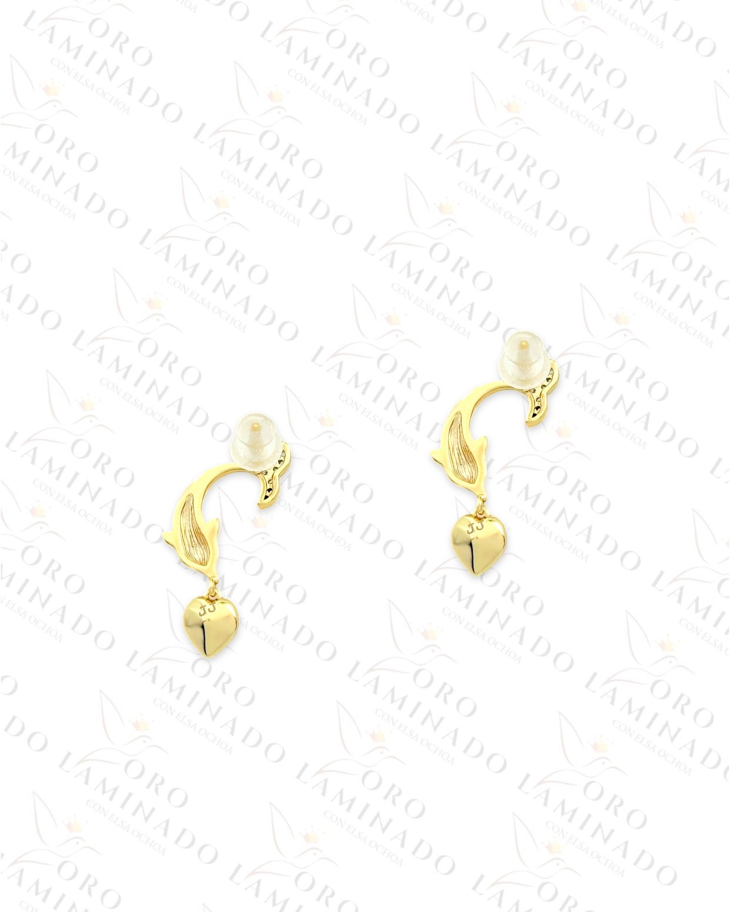 High Quality Dolphin and The Red Heart Earrings (Gold Filled) Y415