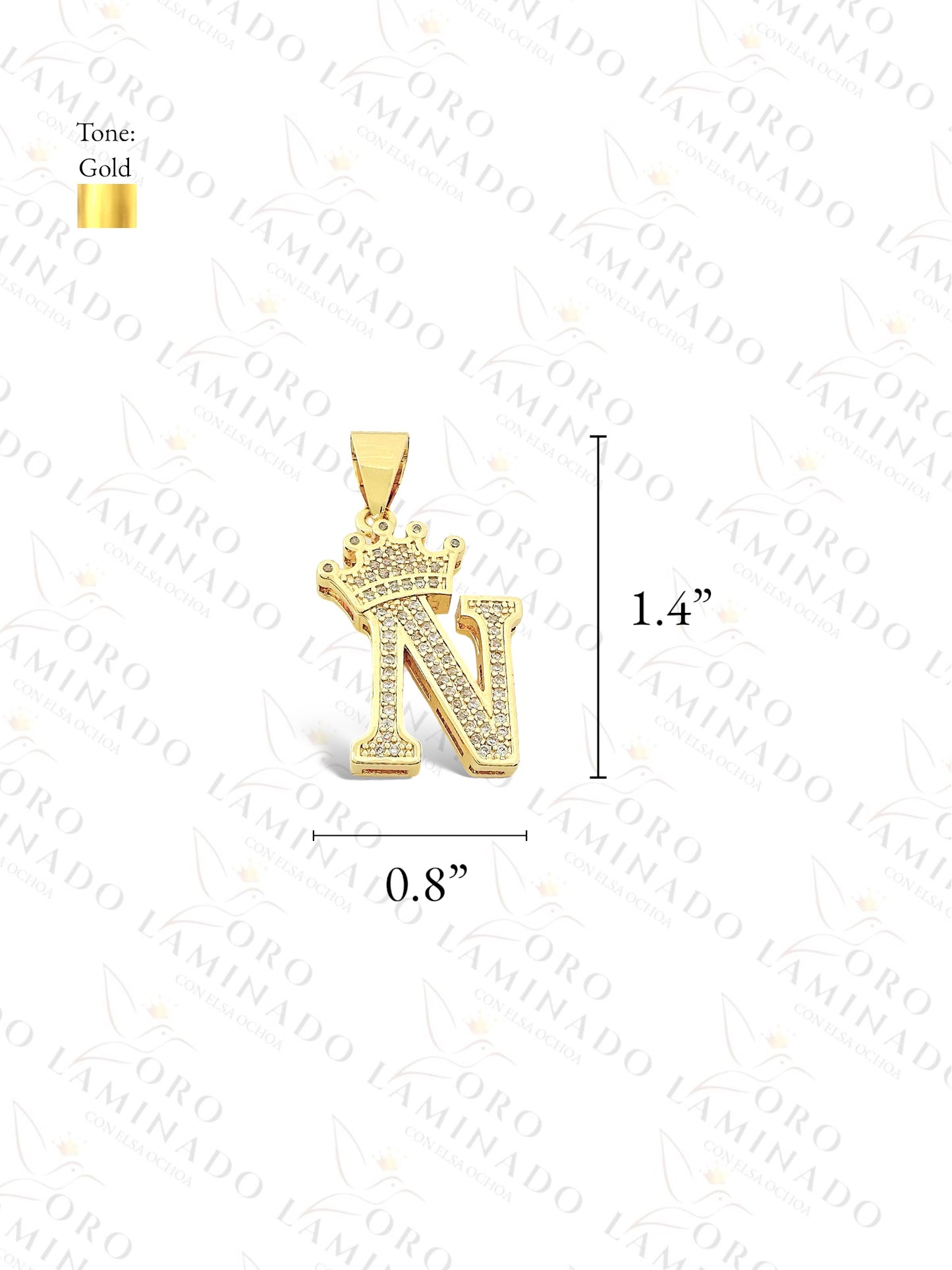 Gold Filled Letter "N" Crown Pendant B171