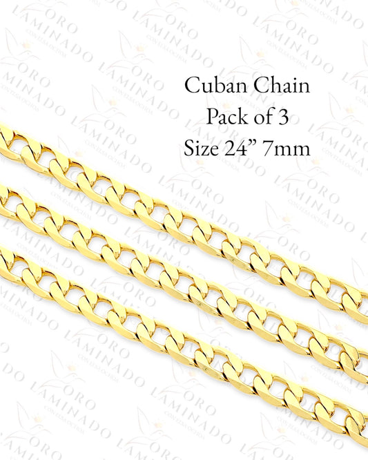 High Quality Cuban Chains Pack of 3 Size 24” 7mm Y58