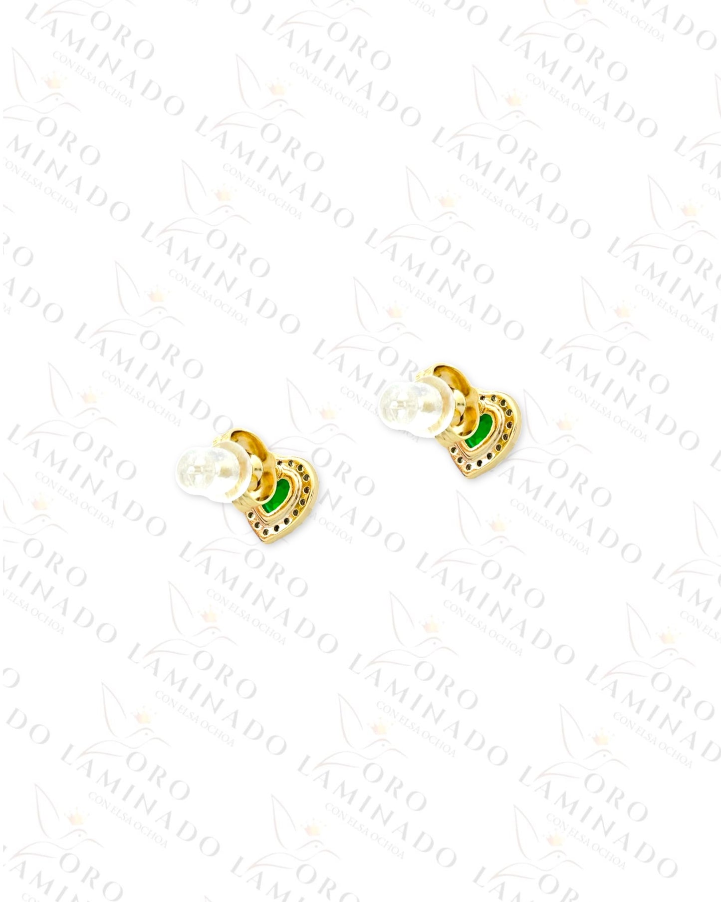 High Quality Mini Green Heart Earrings (Gold Filled) Y429