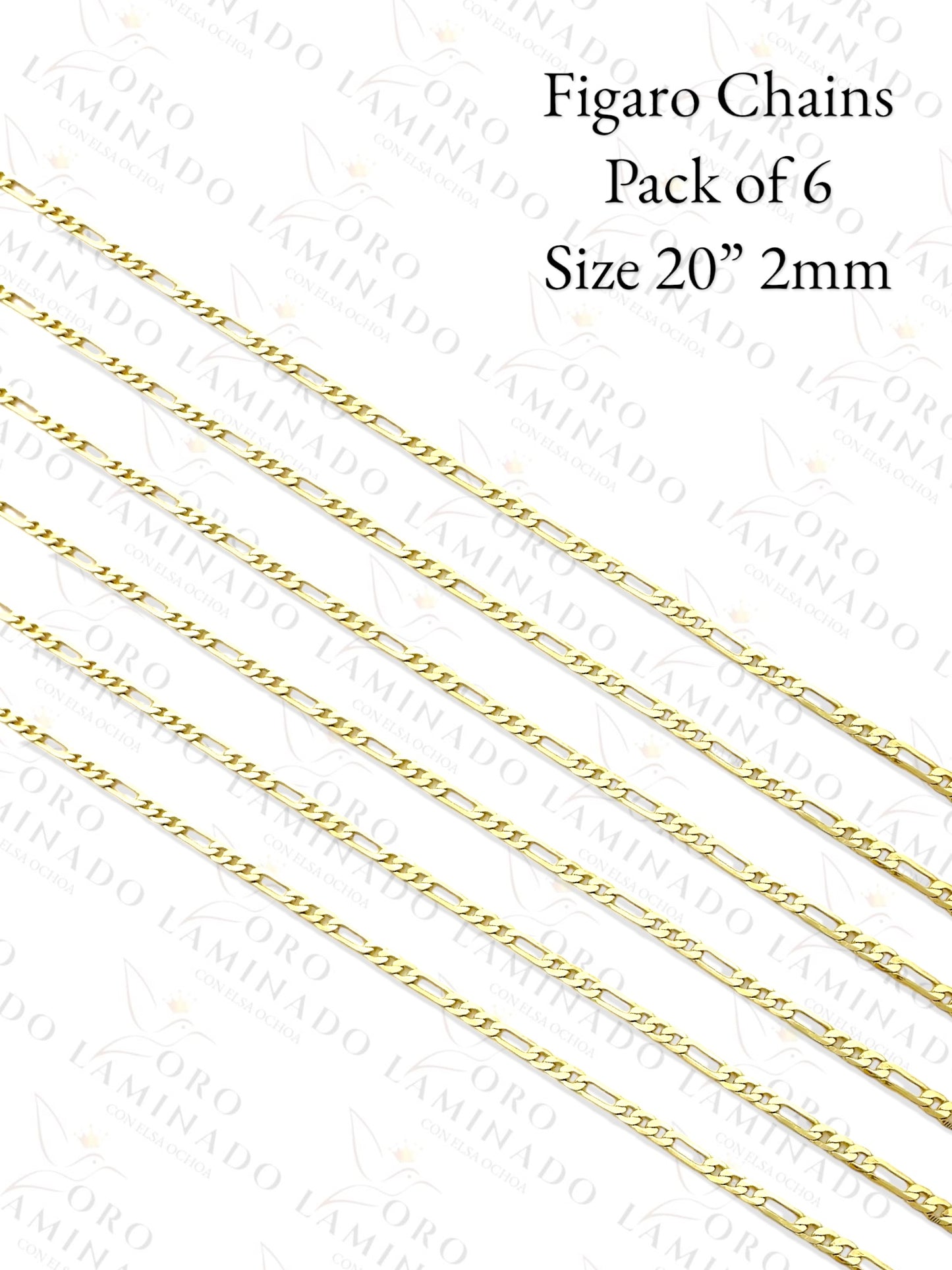 Gold Filled High Quality Figaro Chains Pack of 6 Size 20mm 2mm B296