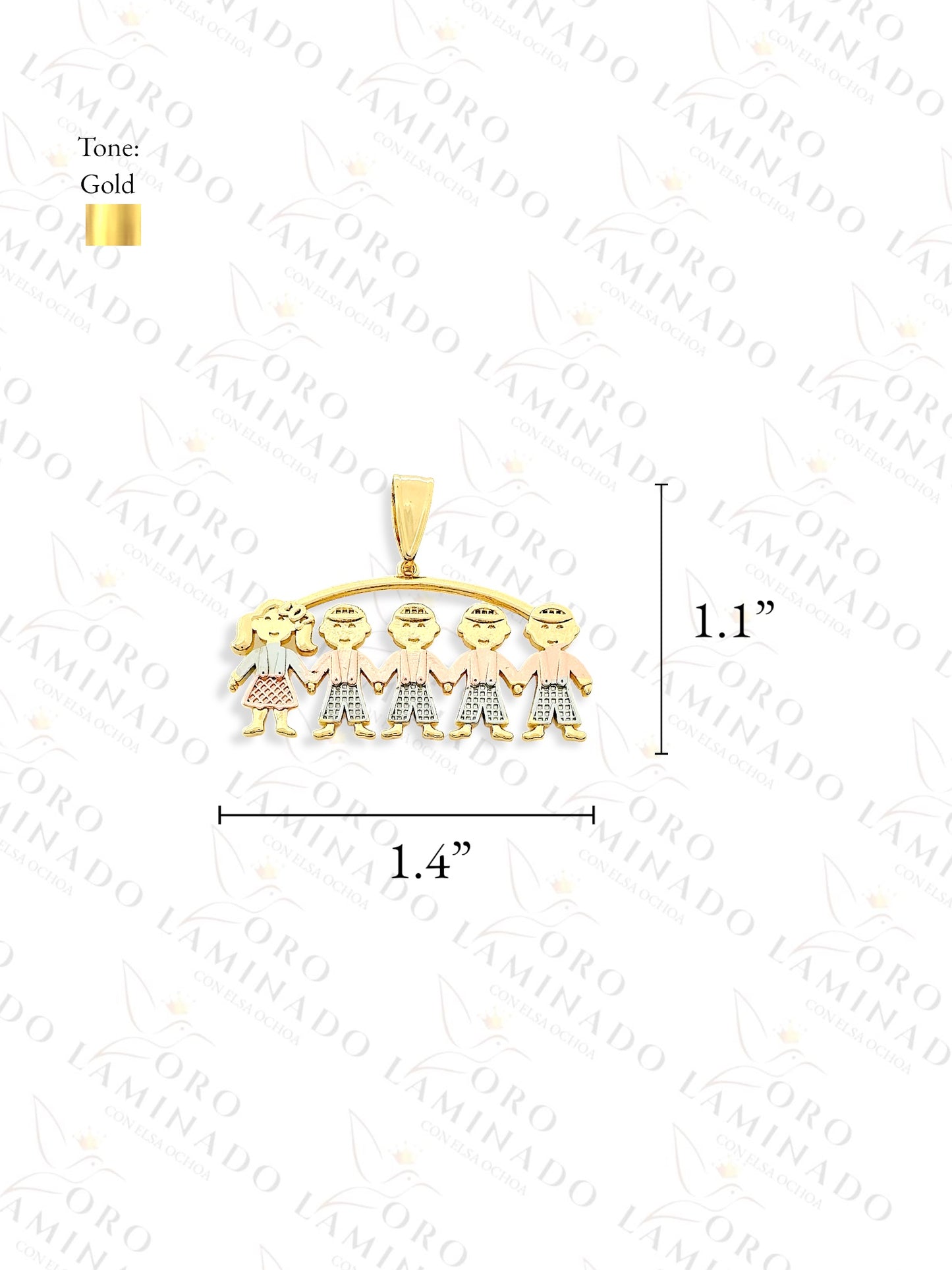 Gold Filled Three Tones Four Boys and One Girl Pendant B245