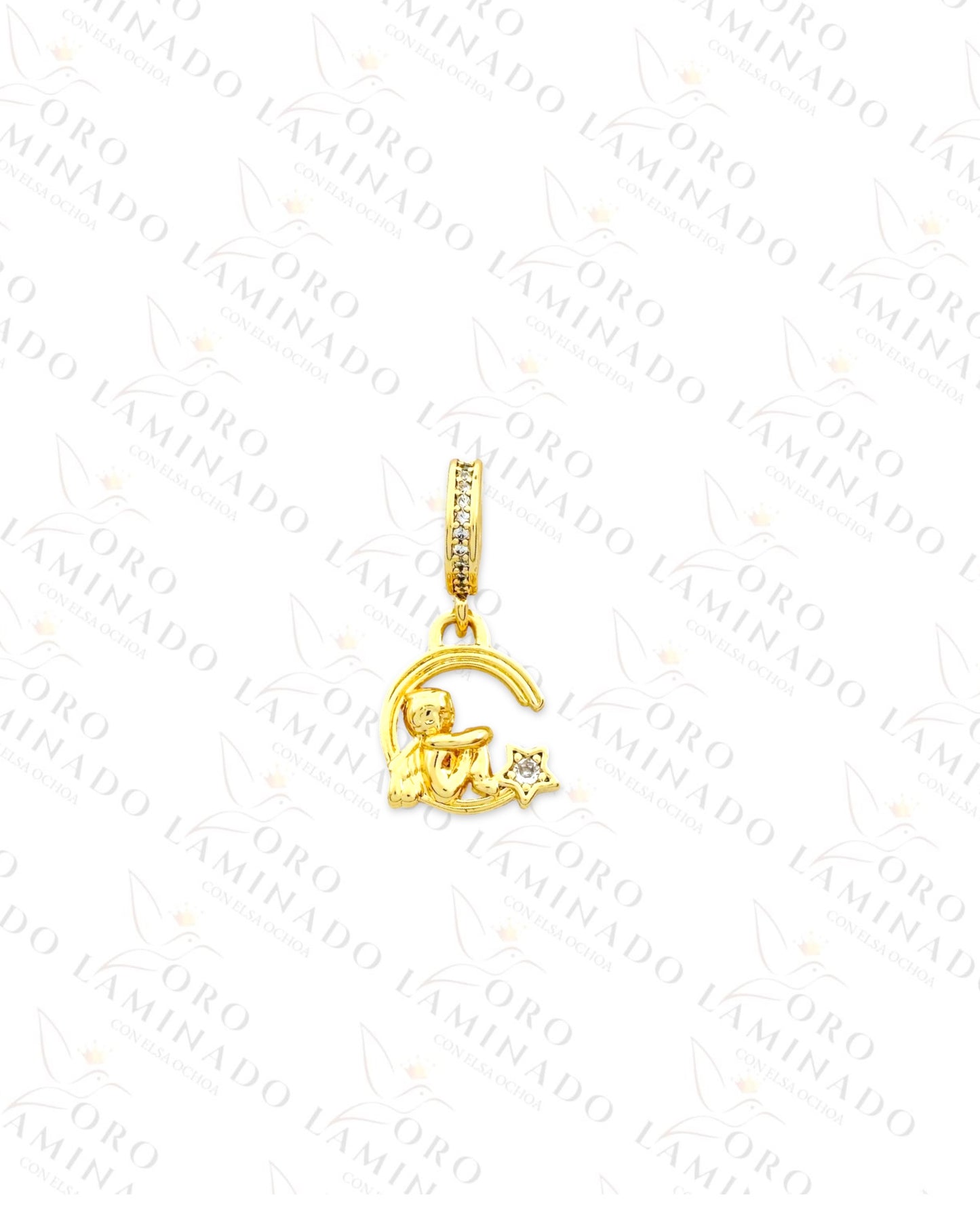 Angel on the Moon Charm (Gold Filled) R342
