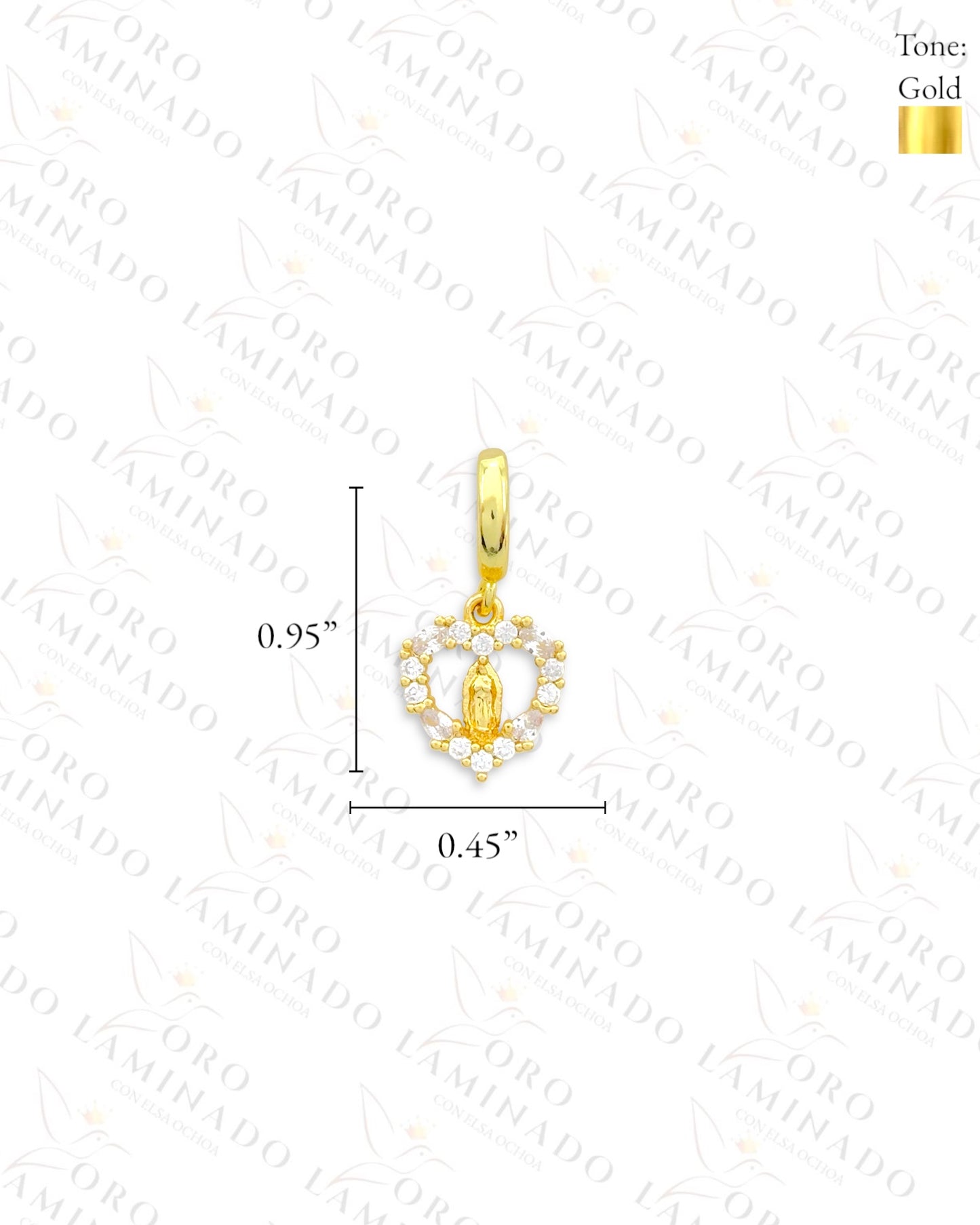 Diamond Virgin Mary Heart Charm (Gold Filled) B477