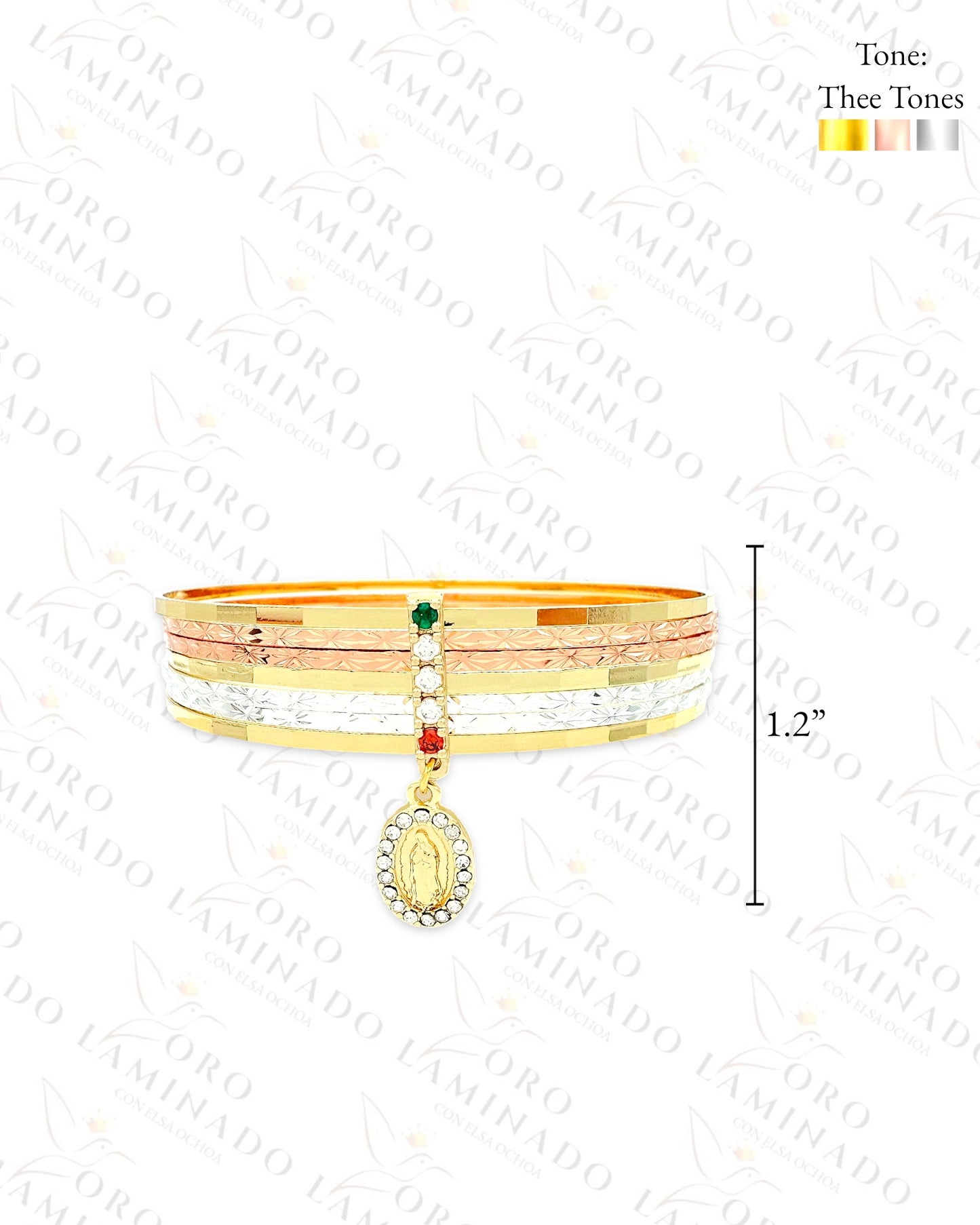 Tri-Color Virgin Mary Charm Weekly Bracelet Set (Gold Filled) Y252